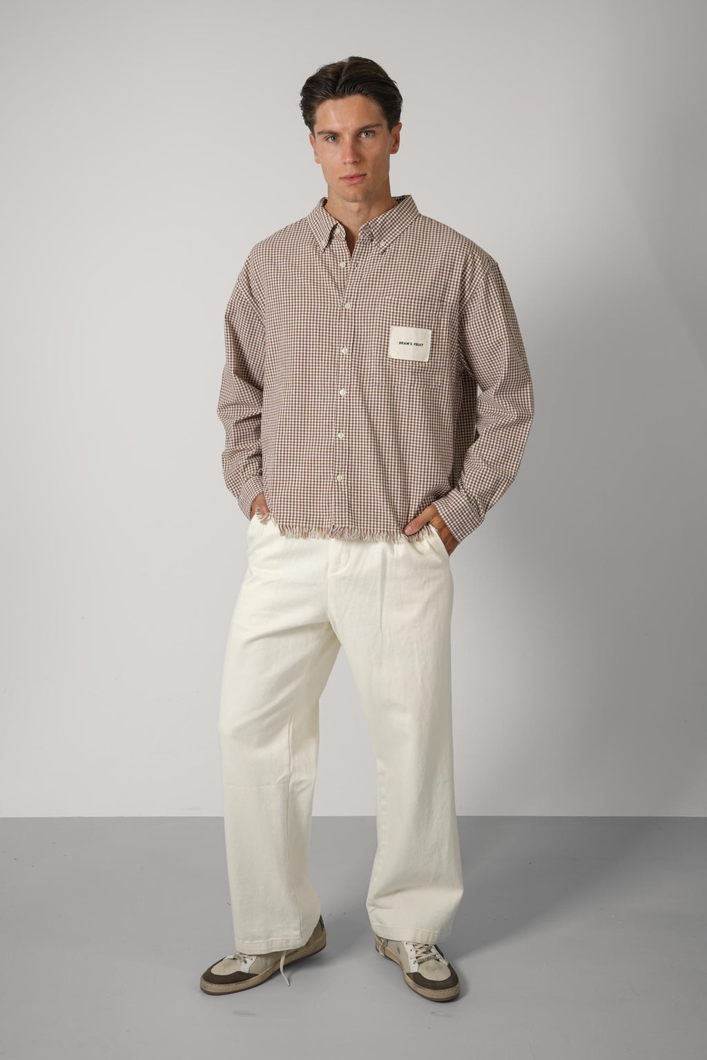 Bram's Fruit Distressed Farmer’s Shirt LS – Brown