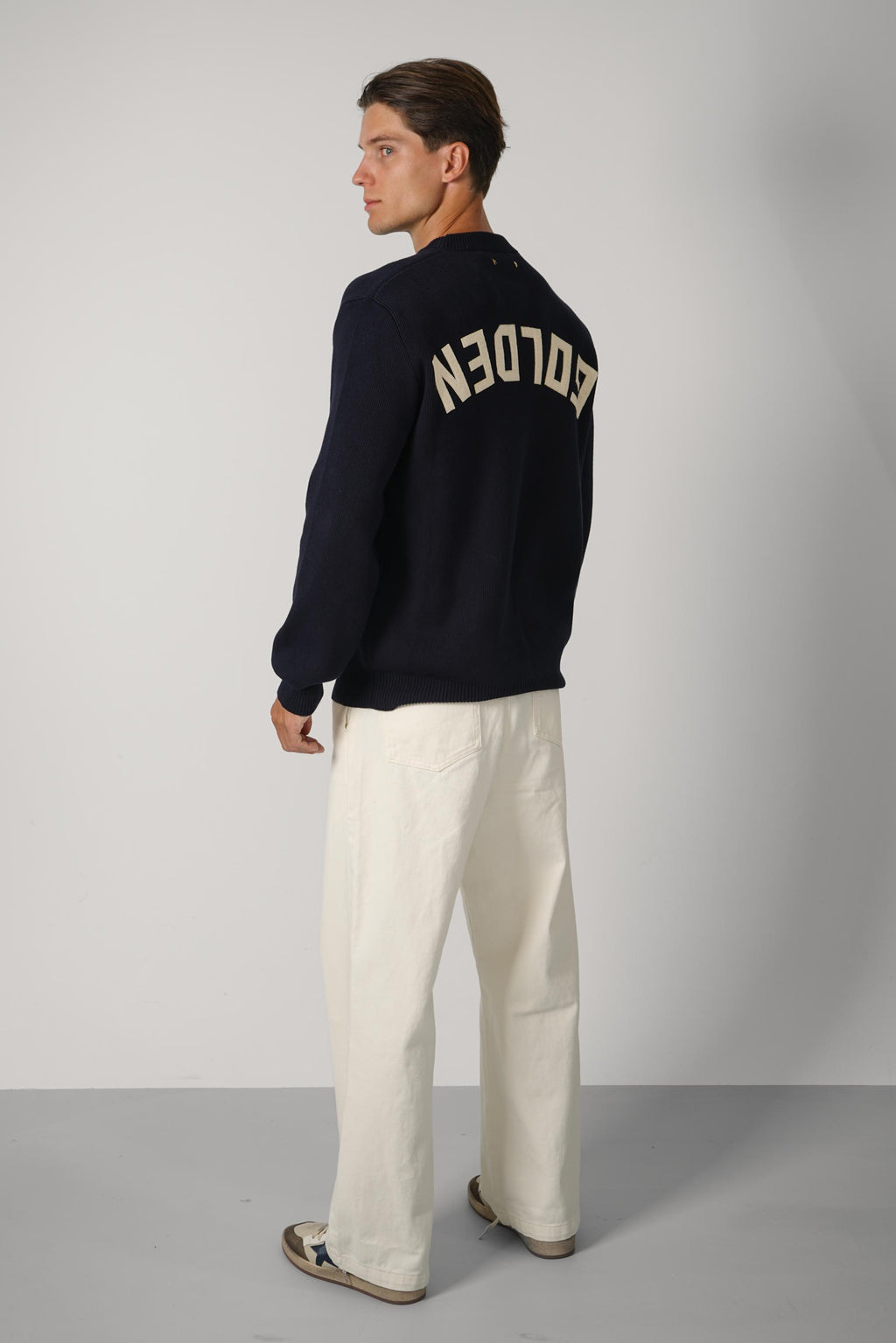 Golden Men's Regular Knit Crew Neck Cotton With Logo –  Dark Blue