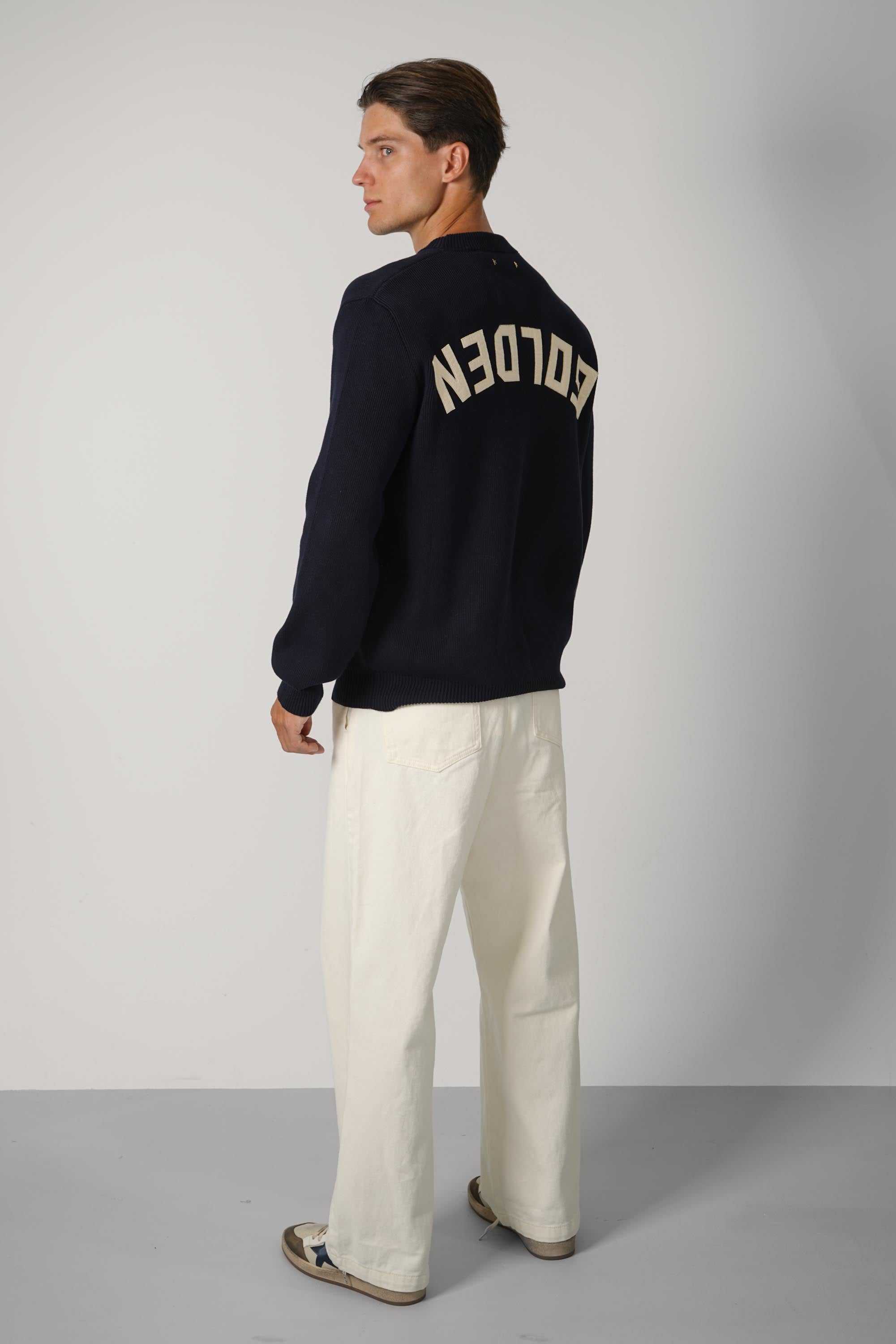 Golden Men's Regular Knit Crew Neck Cotton With Logo –  Dark Blue