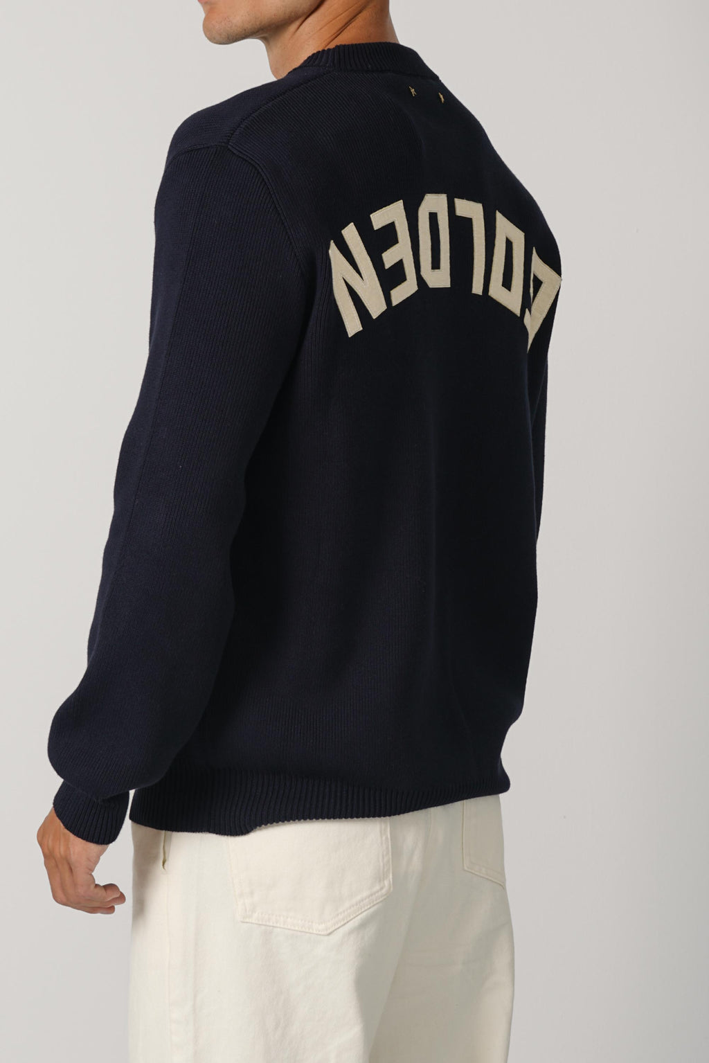 Golden Men's Regular Knit Crew Neck Cotton With Logo –  Dark Blue