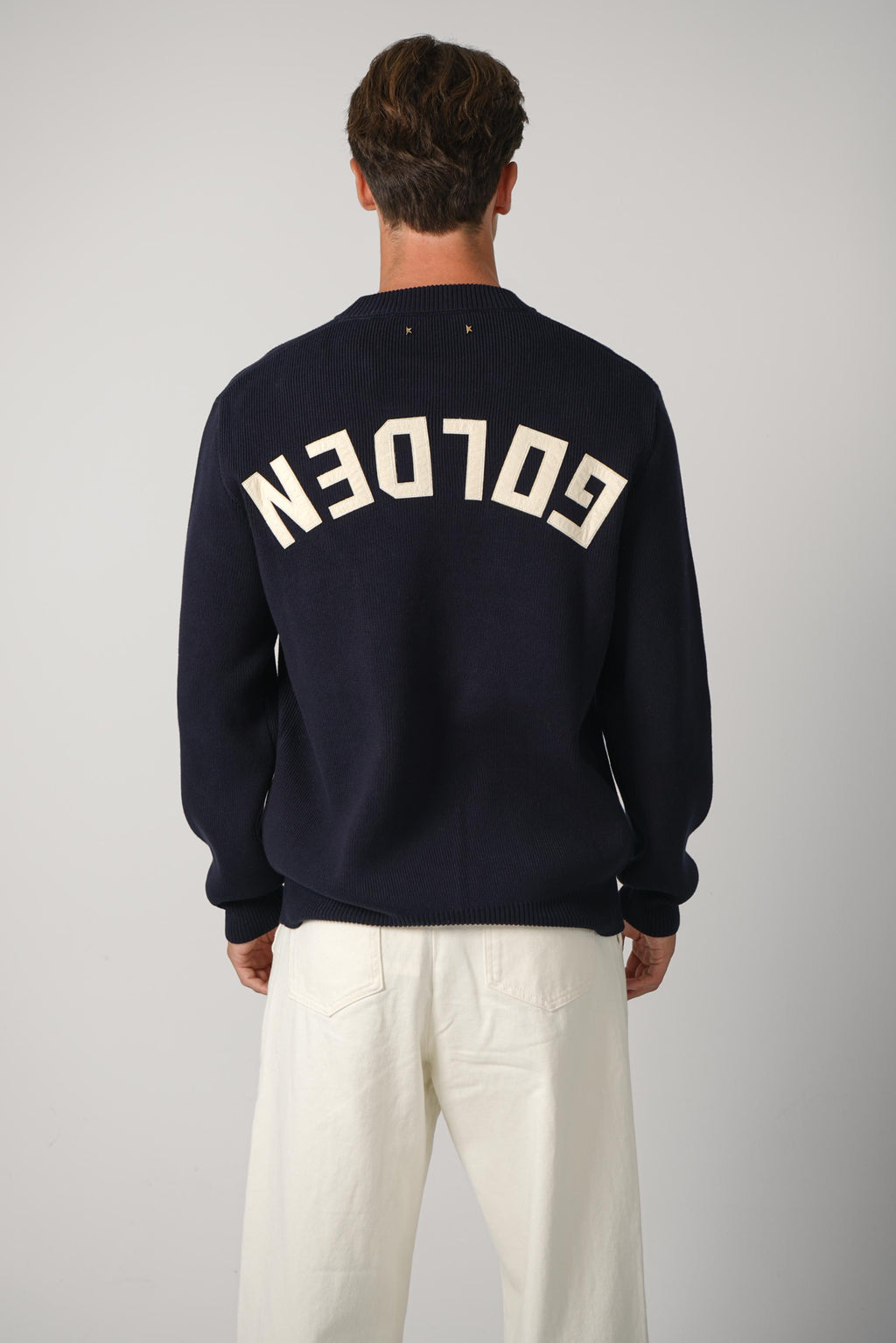 Golden Men's Regular Knit Crew Neck Cotton With Logo –  Dark Blue