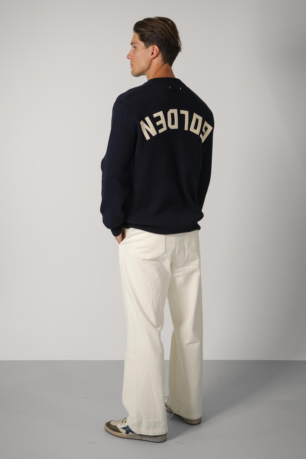 Golden Men's Regular Knit Crew Neck Cotton With Logo –  Dark Blue