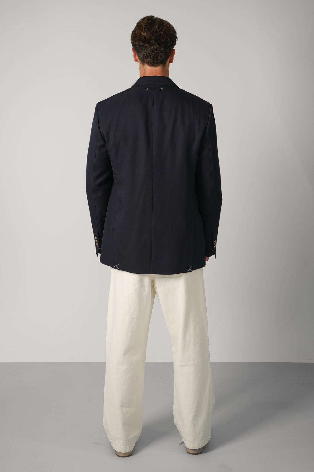 Golden Men's Double Breasted Blazer Compact Gabardine Wool