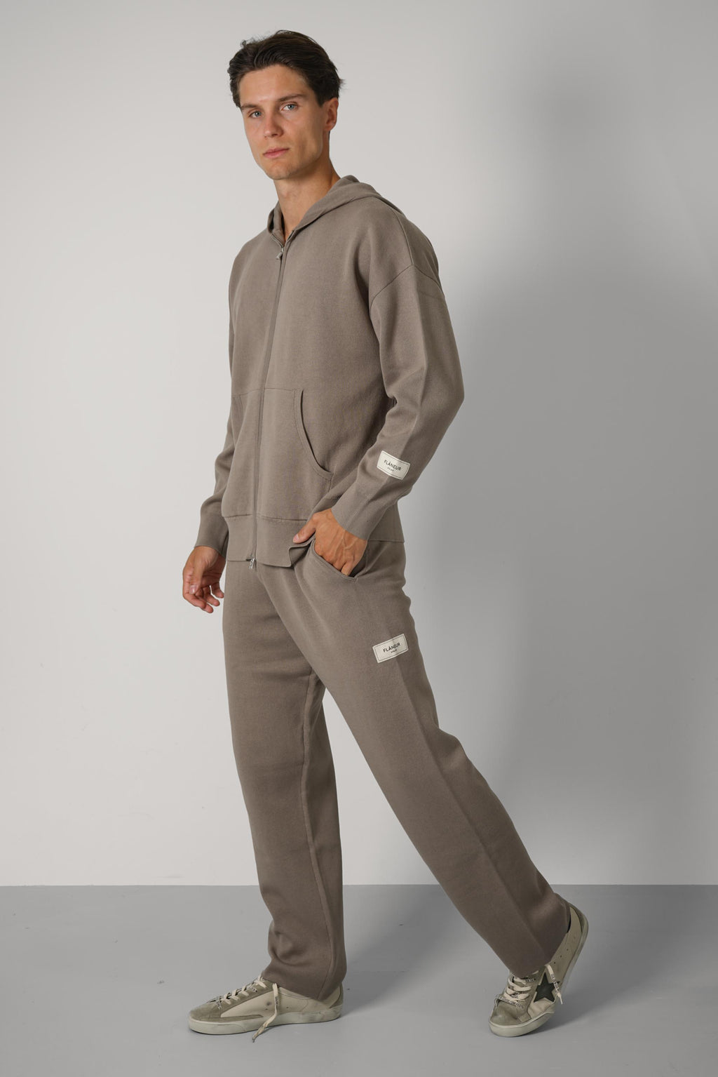 Flaneur Atelier Knit Zip-Up – Taupe