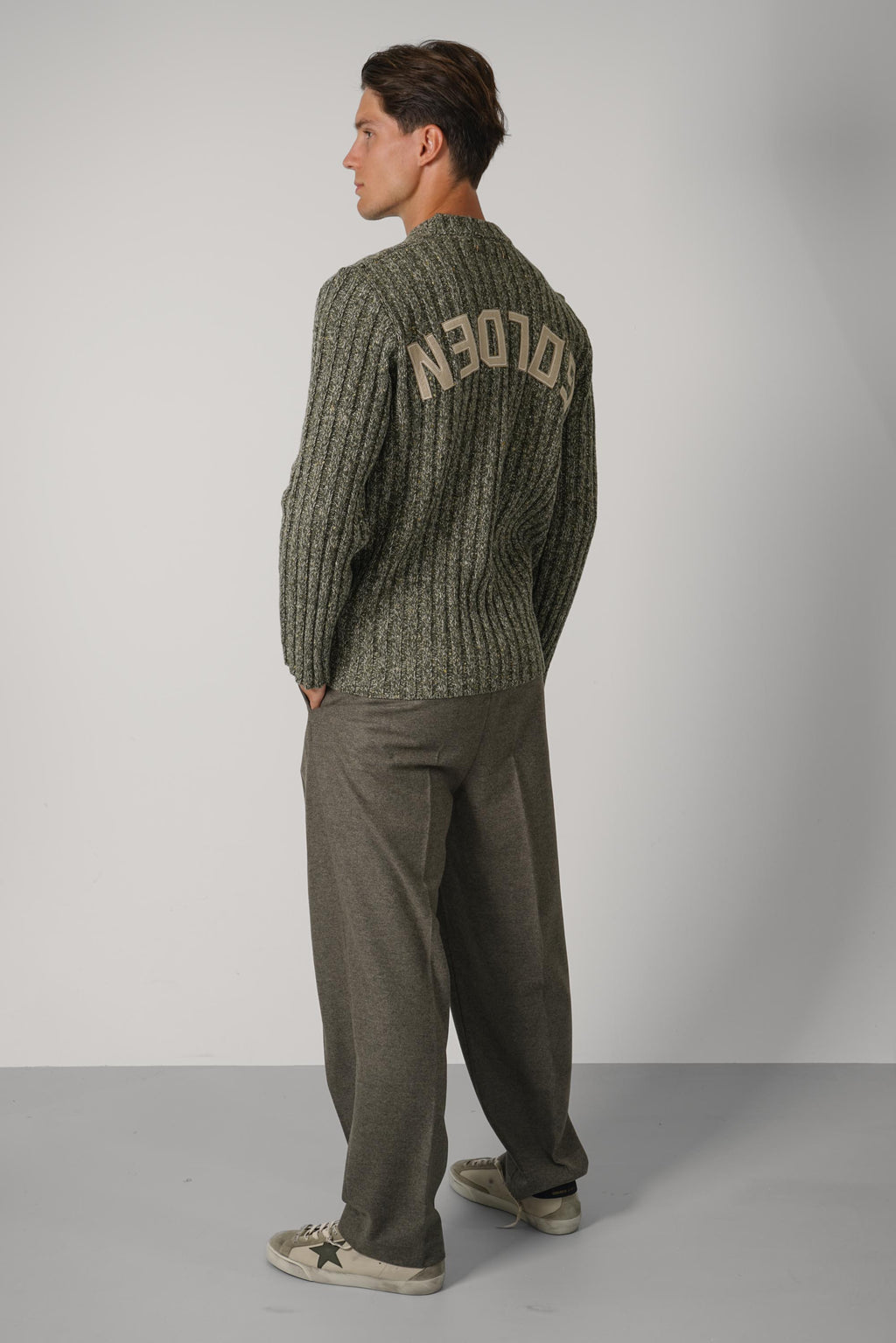 Golden Goose Journey Men's Slacks Jogging Virgin Wool Flanel – Loden Grey