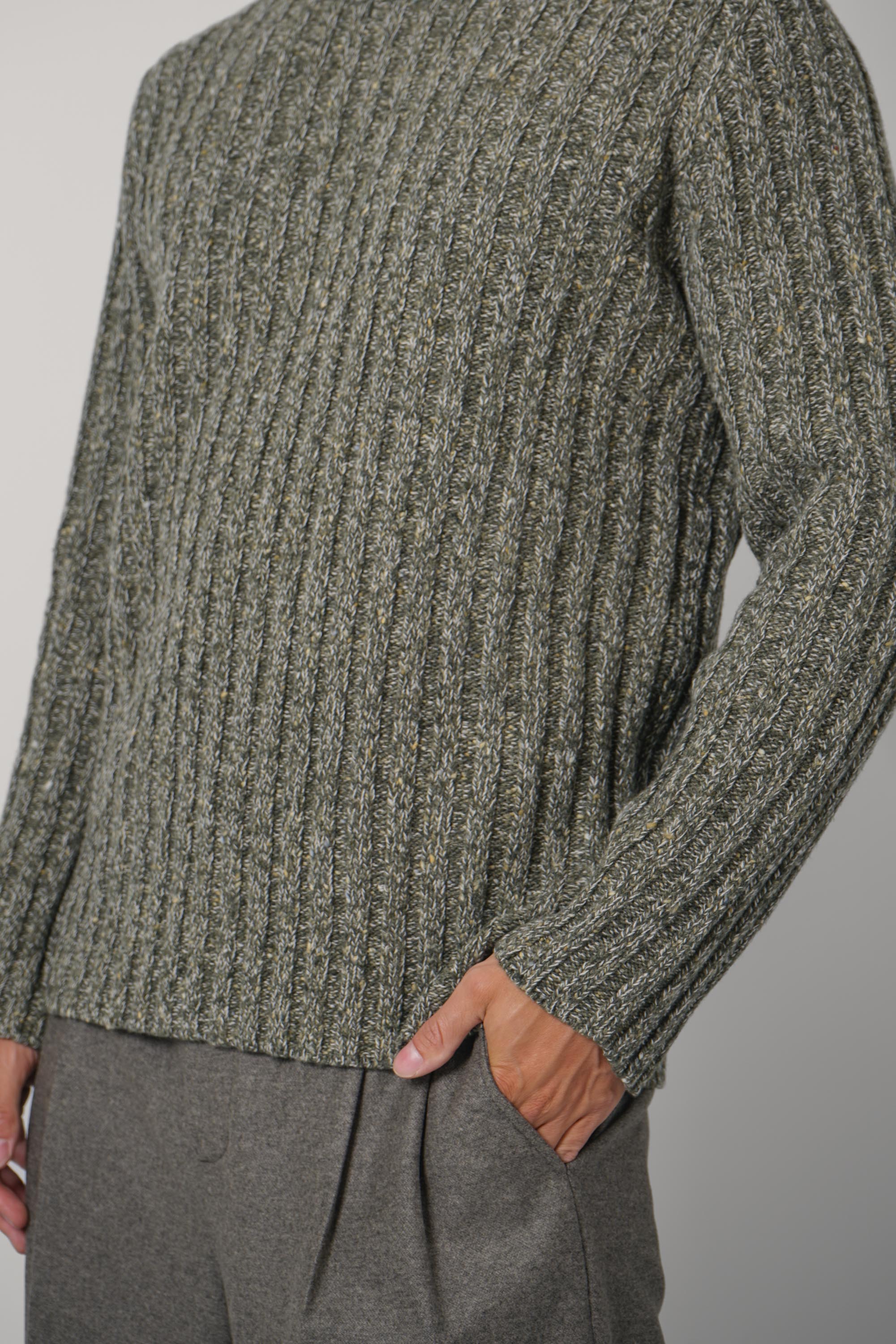 Golden Goose Journey Men's Knit Crewneck Royce Wool Mouline Ribs Golden Logo – Xxs Forest Green