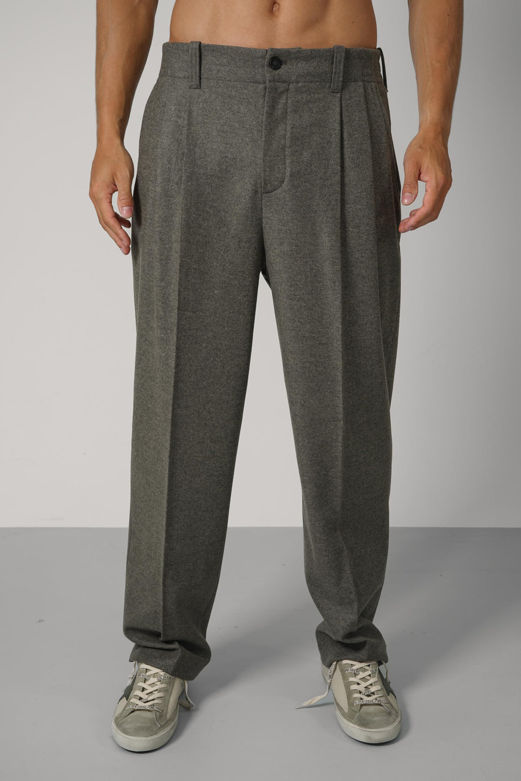 Golden Goose Journey Men's Slacks Jogging Virgin Wool Flanel – Loden Grey