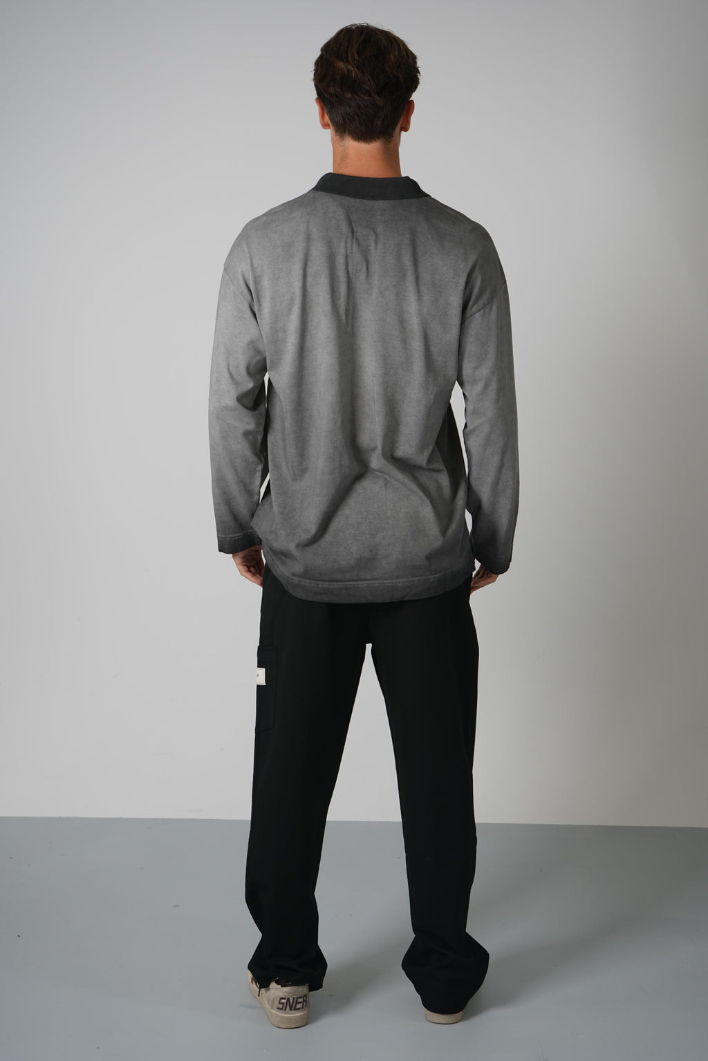 Flaneur Sound & Design Studio Member Polo Long Sleeve – Washed Grey