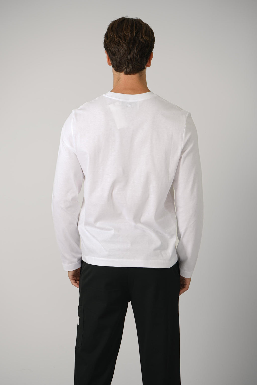 Long Sleeves T-Shirt with Contrasted Ami de Coeur – White/Black