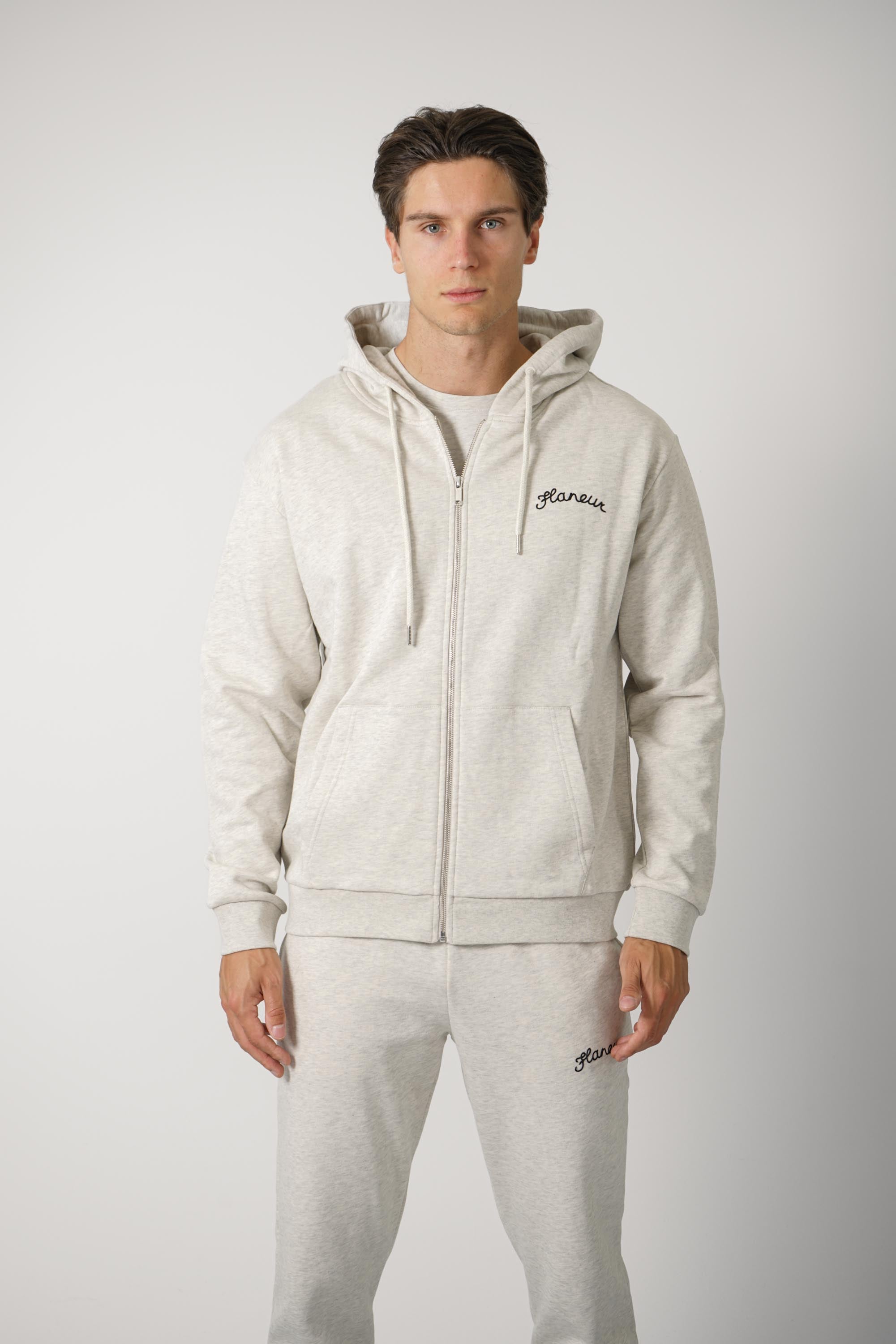 Signature Zip-Up Hoodie – Heather Grey