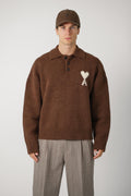 Polo Sweater with Ami de Coeur – Chocolate Brown/Ecru