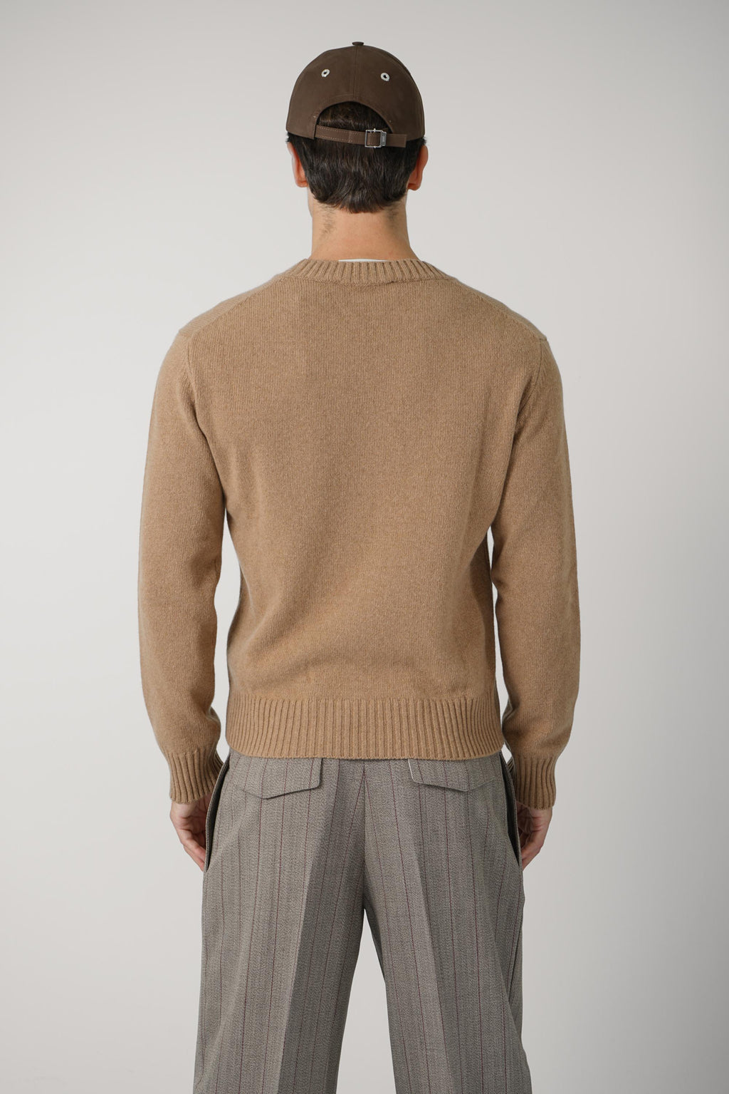 Crewneck Sweater with Tonal Ami de Coeur – Camel