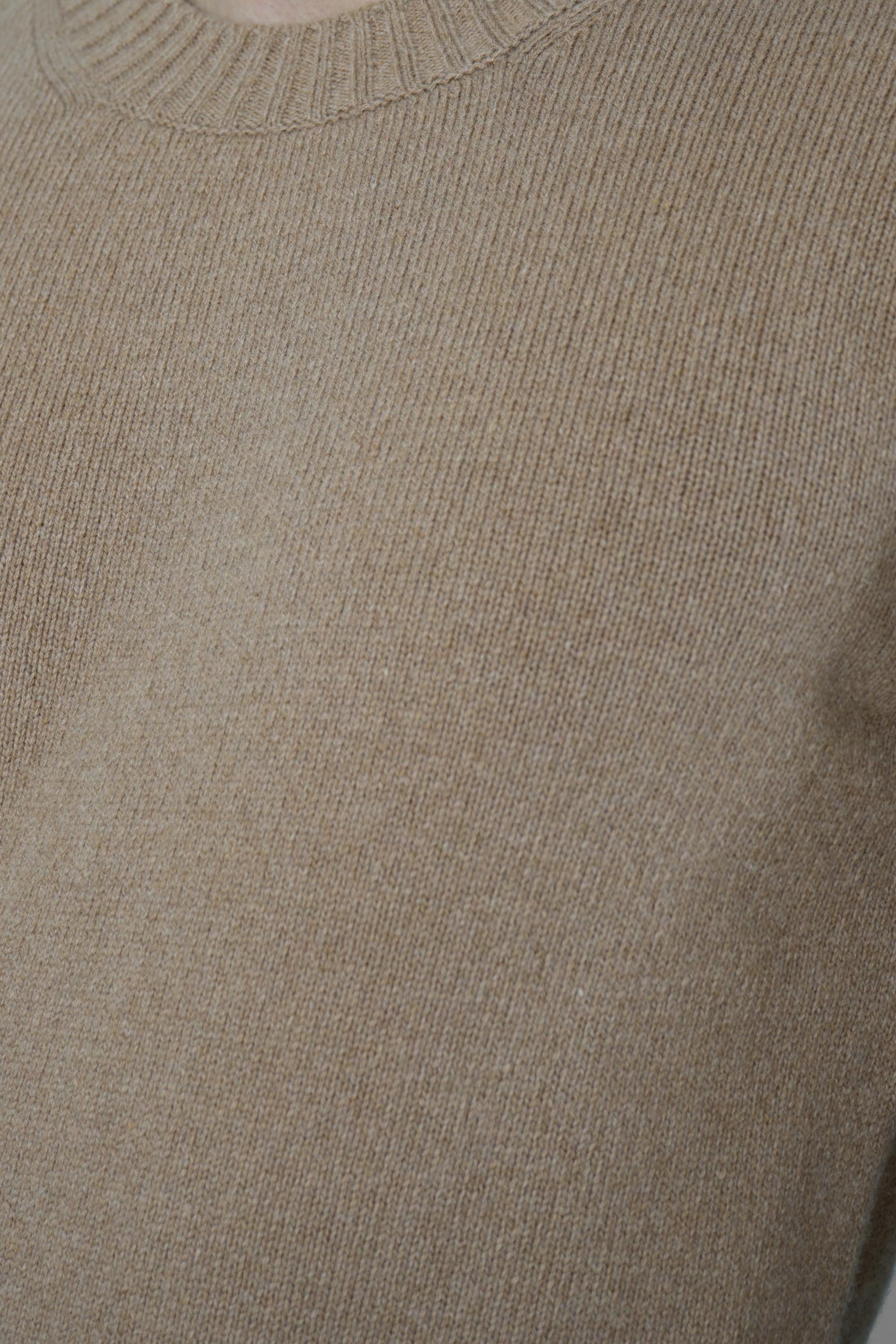 Crewneck Sweater with Tonal Ami de Coeur – Camel