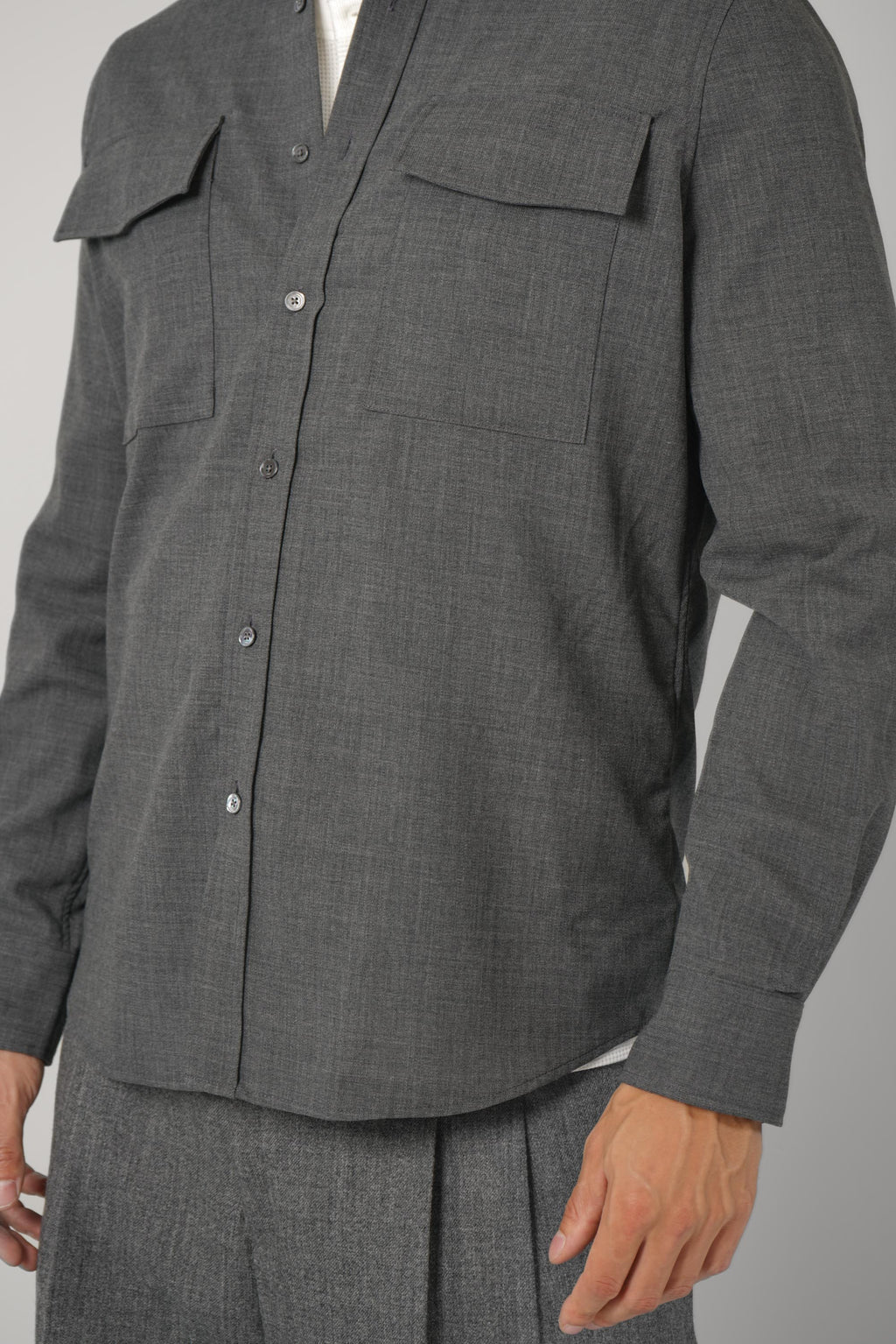 Classic Fit Shirt with Flap Pockets – Carbon Grey