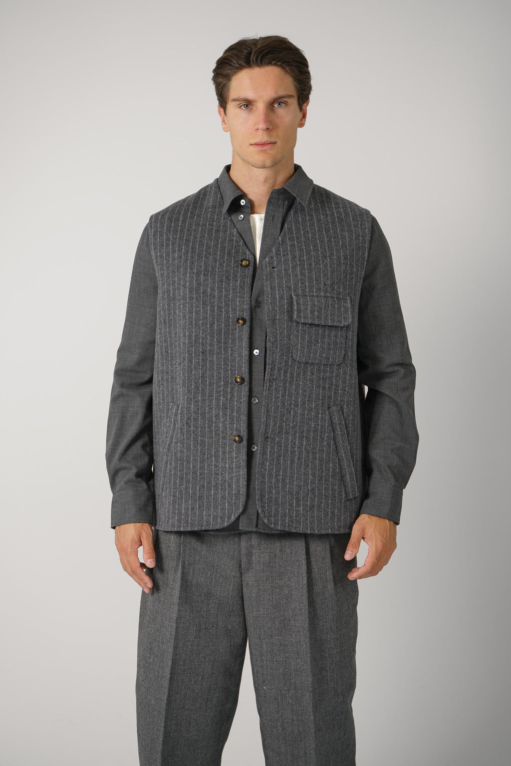 Wool Pinstripe Vest