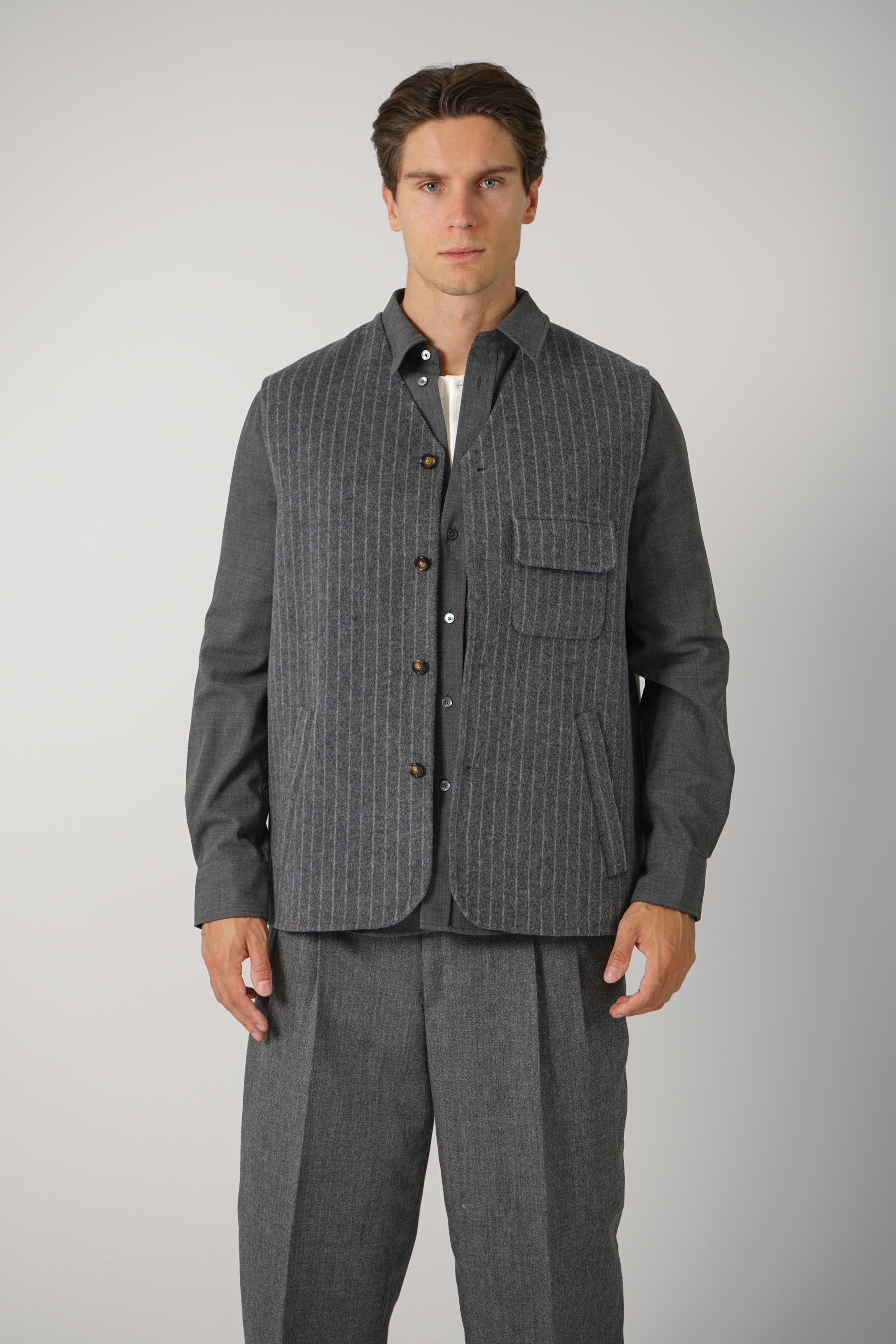 Wool Pinstripe Vest