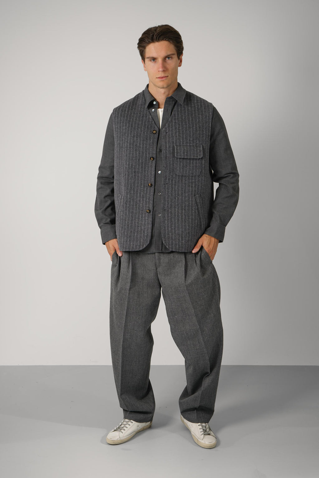 Wool Pinstripe Vest