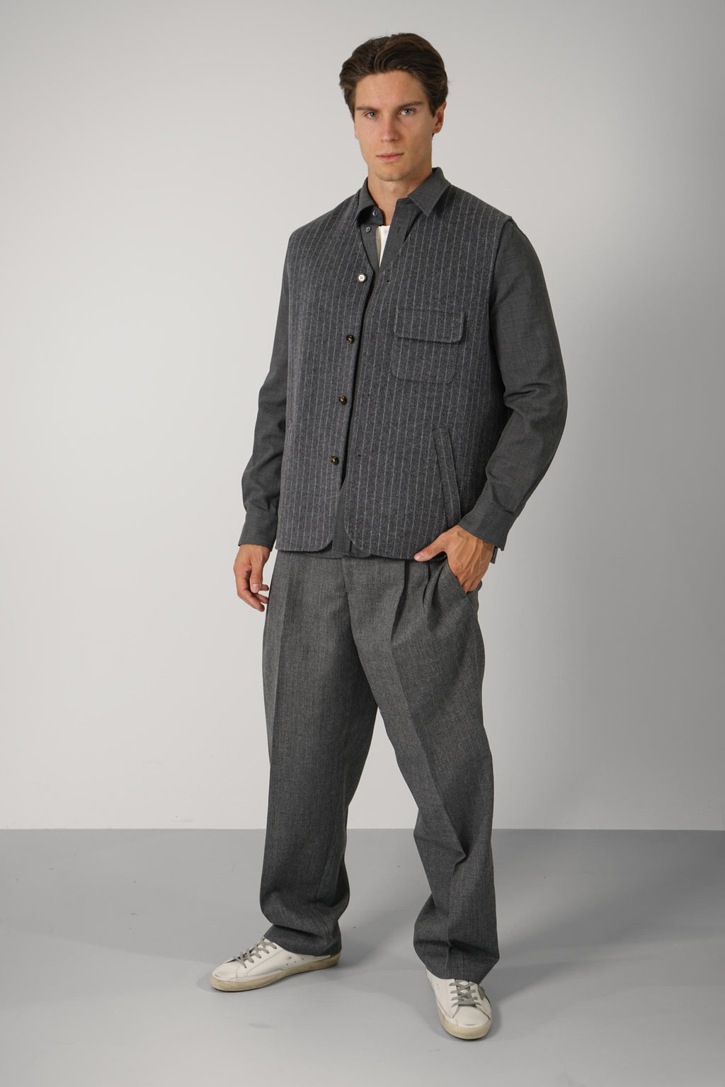 Wool Pinstripe Vest