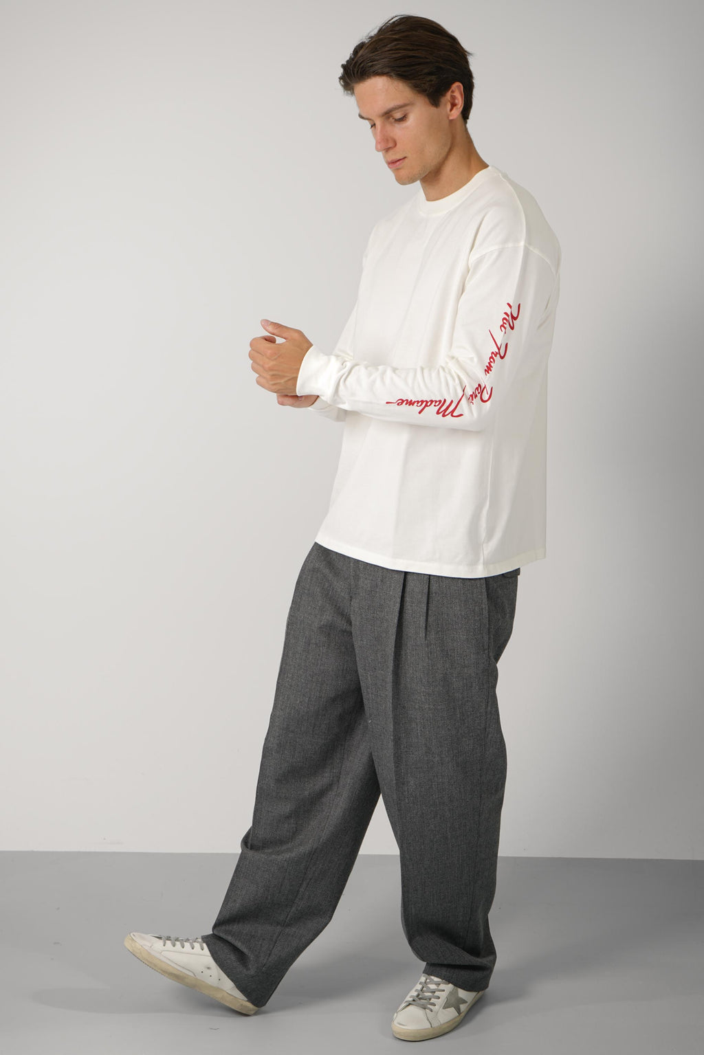 Slogan Longsleeve T-Shirt – Burgundy