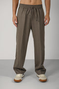 Zuit Trousers with 2 Pleats – Chocolate Brown/Ruby Red