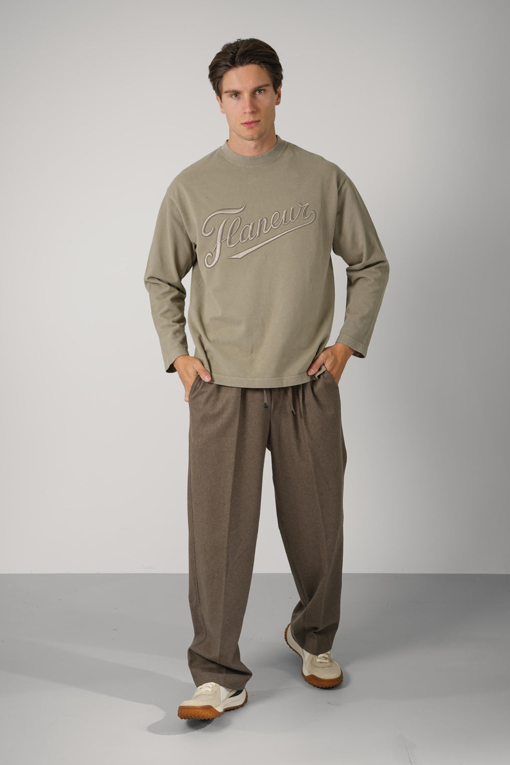 Embroidered Logo Long Sleeve – Army Green