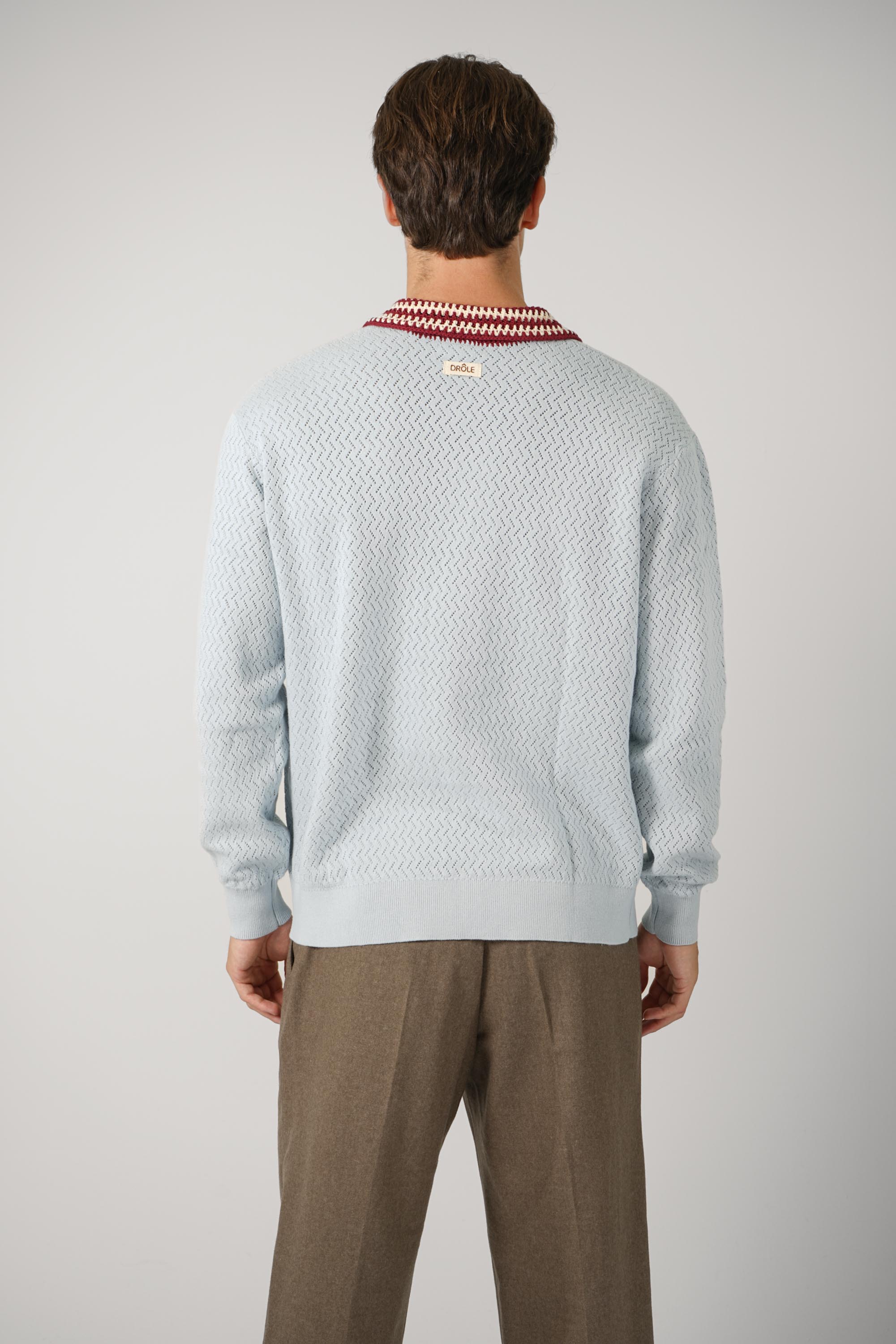 D Mirror Openwork Knit Polo