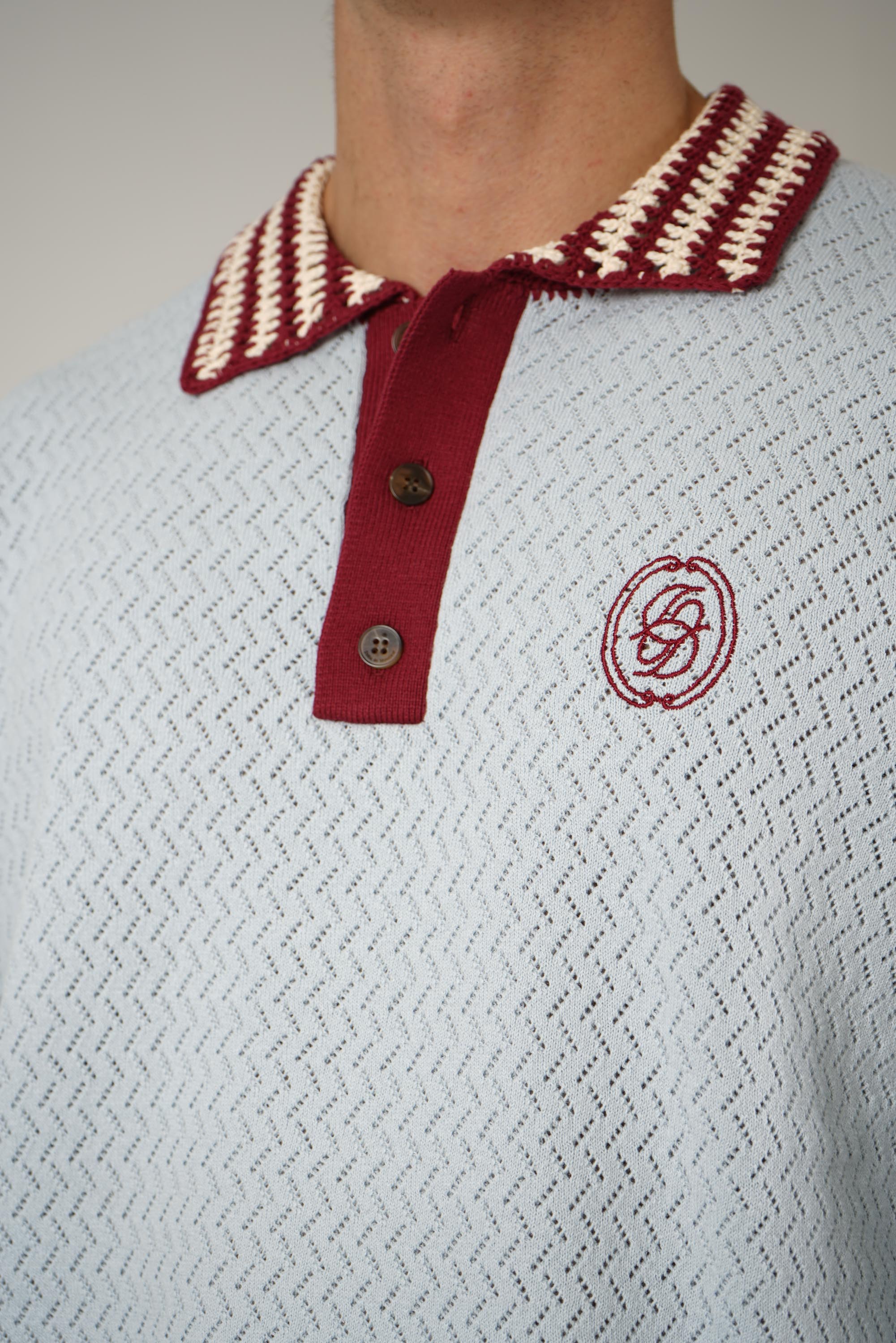 D Mirror Openwork Knit Polo