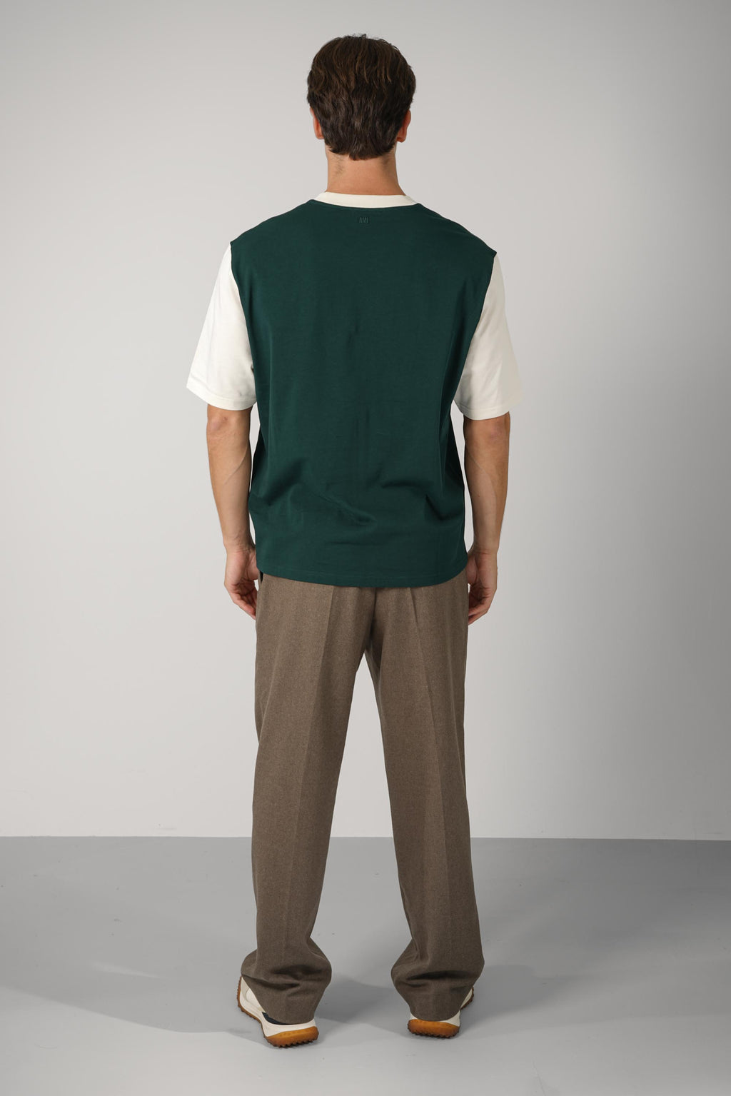 T-Shirt with Ami Paris Felt Embroidery – Bottle Green/Ivory