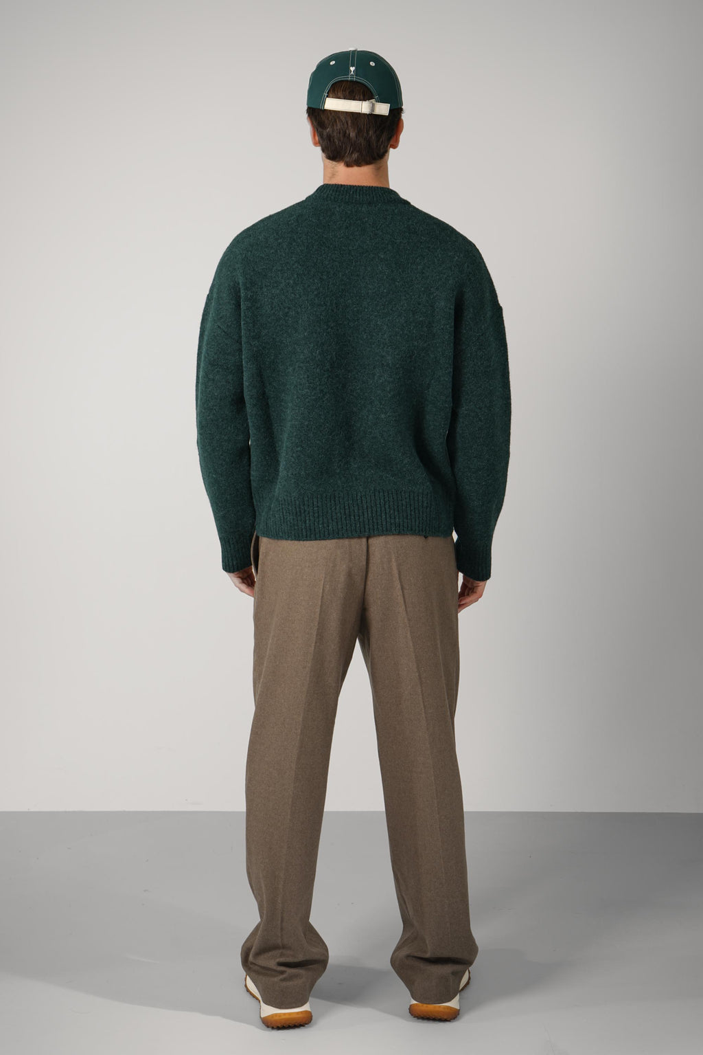 Crewneck Sweater with Ami de Coeur – Bottle Green/Ecru