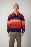 Chenille Striped Long Sleeve Polo Horse Patch – Multico