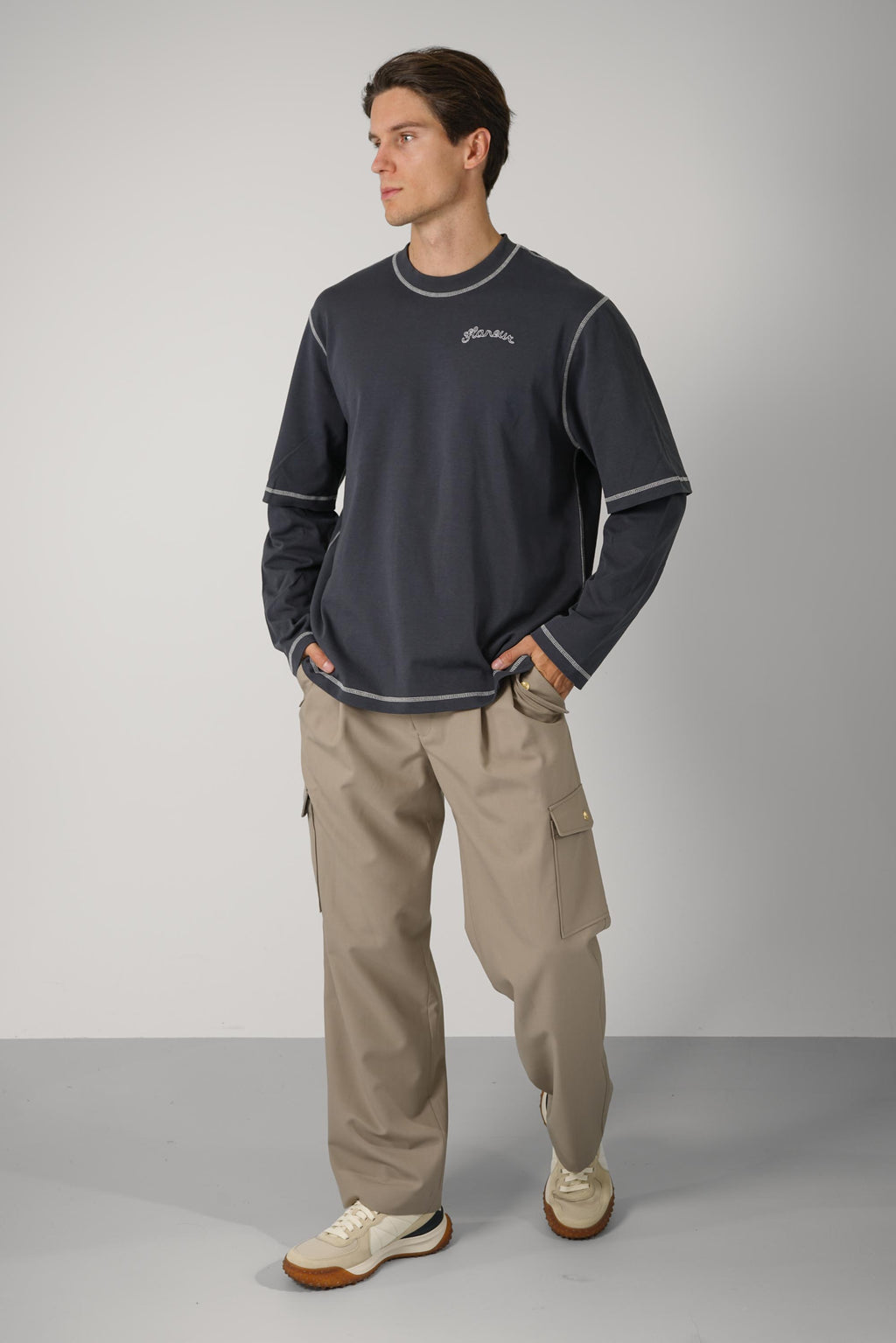 Signature Outline Layered Long Sleeve – Black