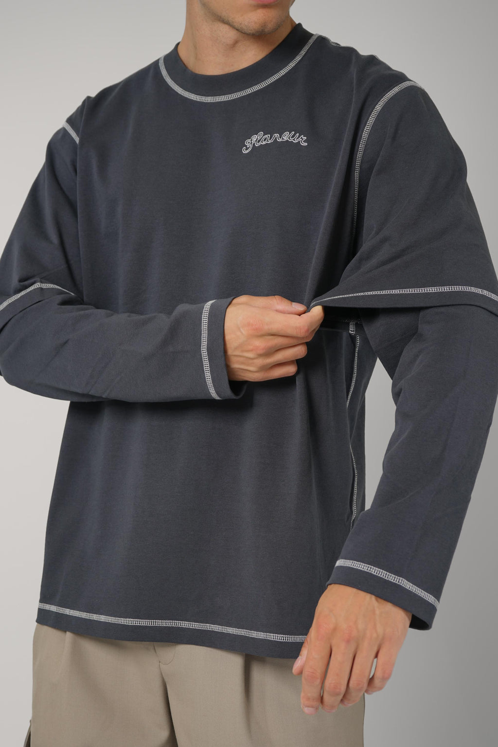 Signature Outline Layered Long Sleeve – Black