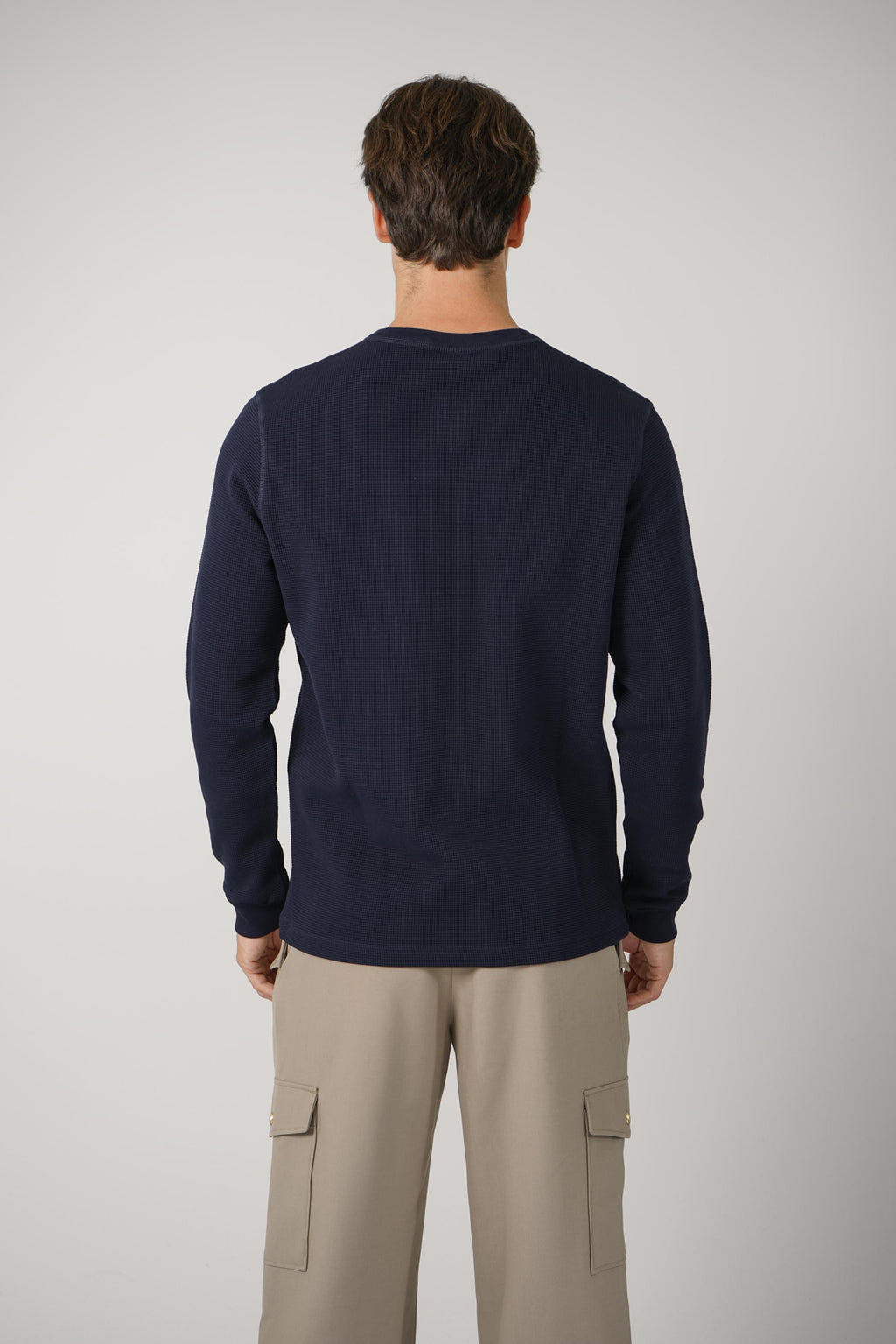 D Mirror Waffle Longsleeve T-Shirt – Navy