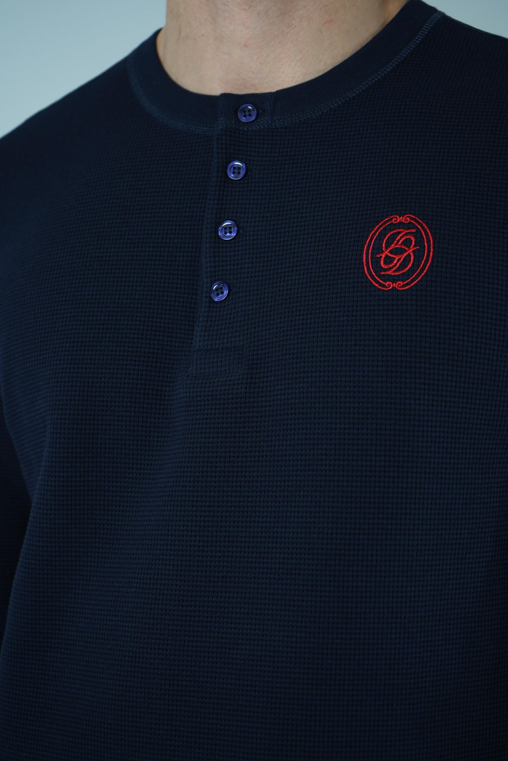 D Mirror Waffle Longsleeve T-Shirt – Navy