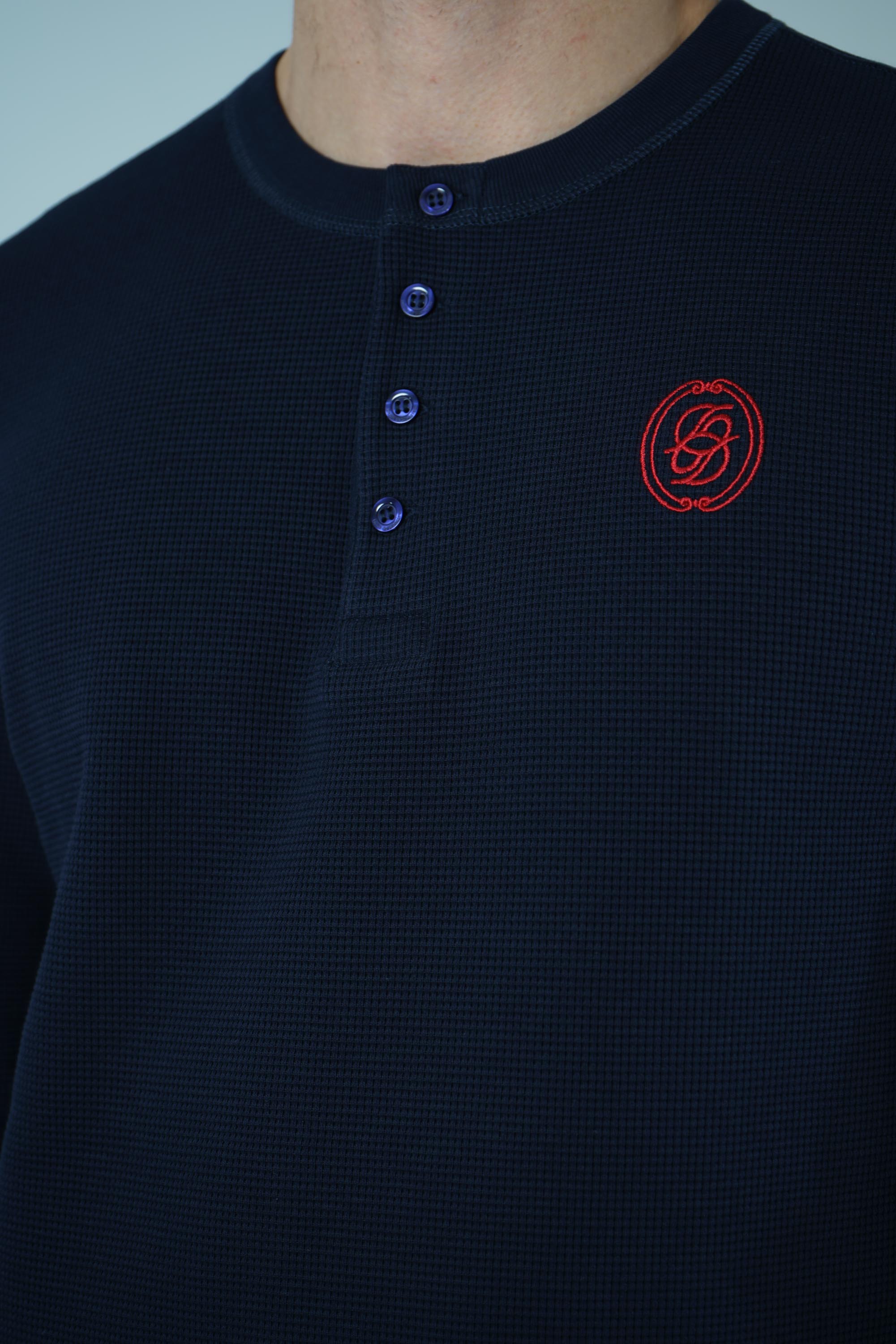 D Mirror Waffle Longsleeve T-Shirt – Navy