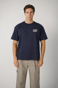 Vine Embroidered Slogan T-shirt Navy