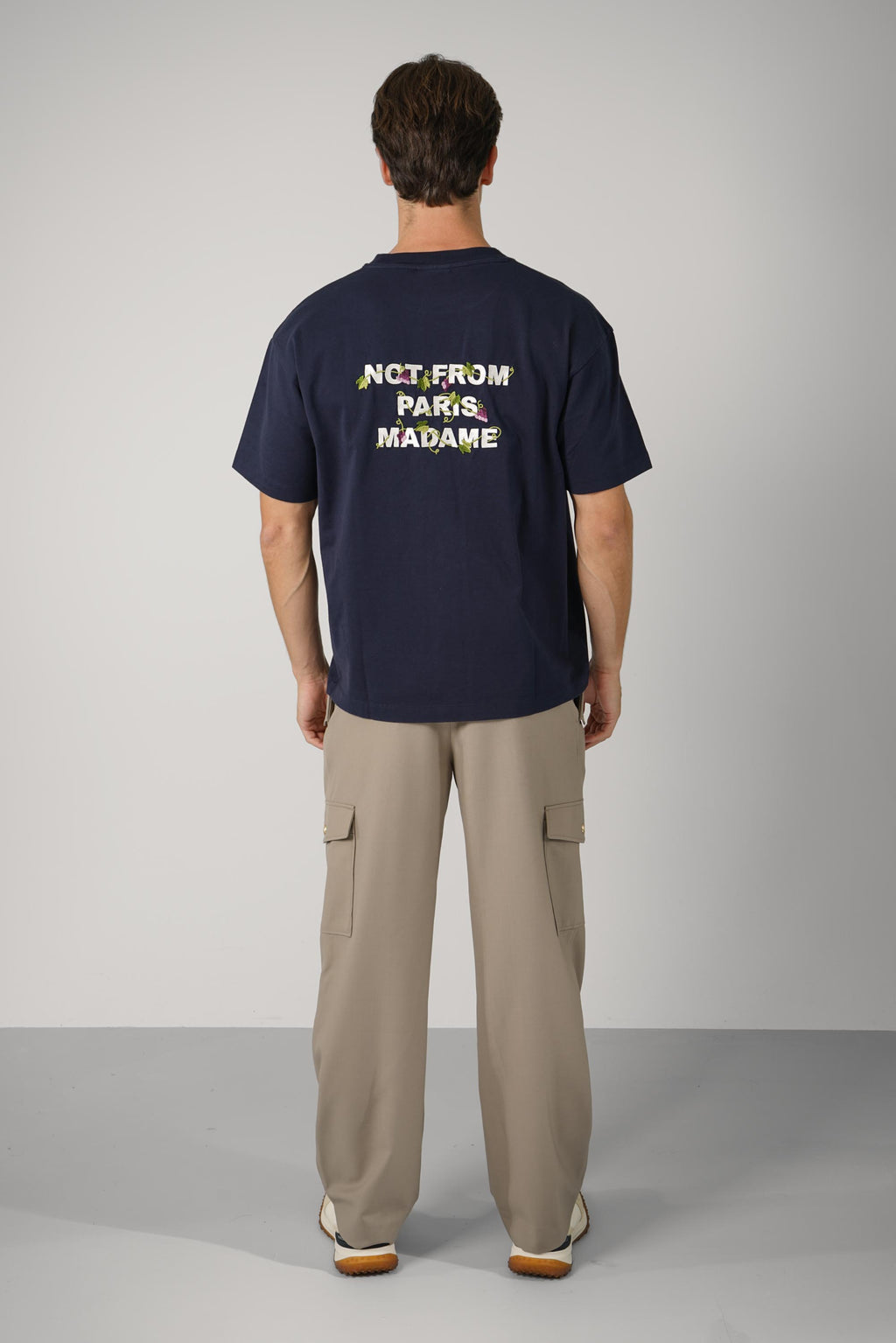 Vine Embroidered Slogan T-shirt Navy
