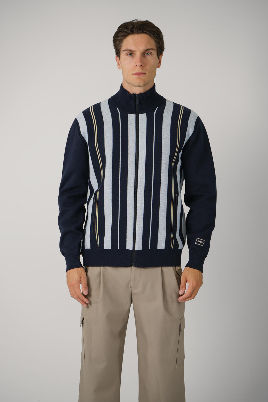 Striped Zipped Knit Jacket