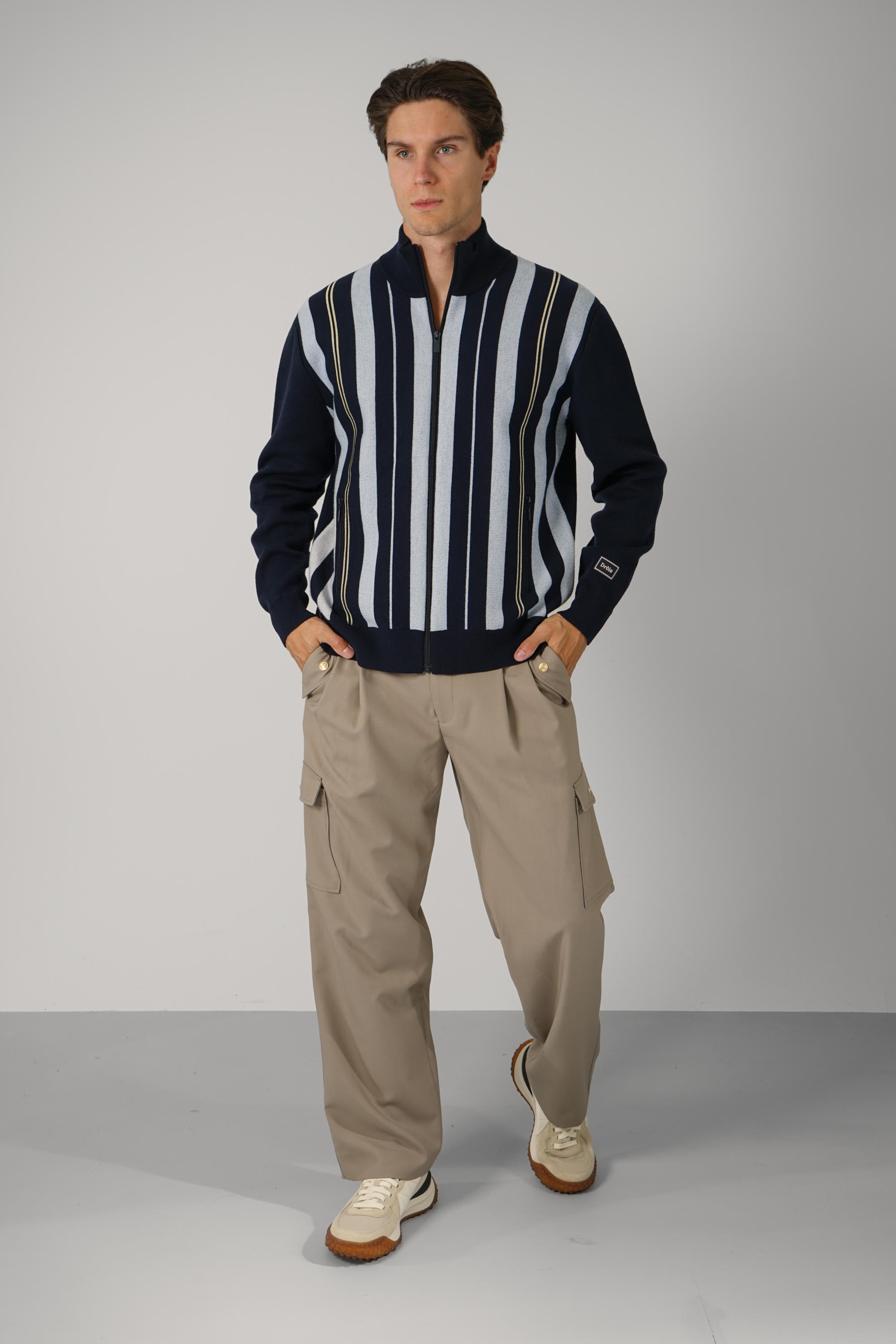 Striped Zipped Knit Jacket