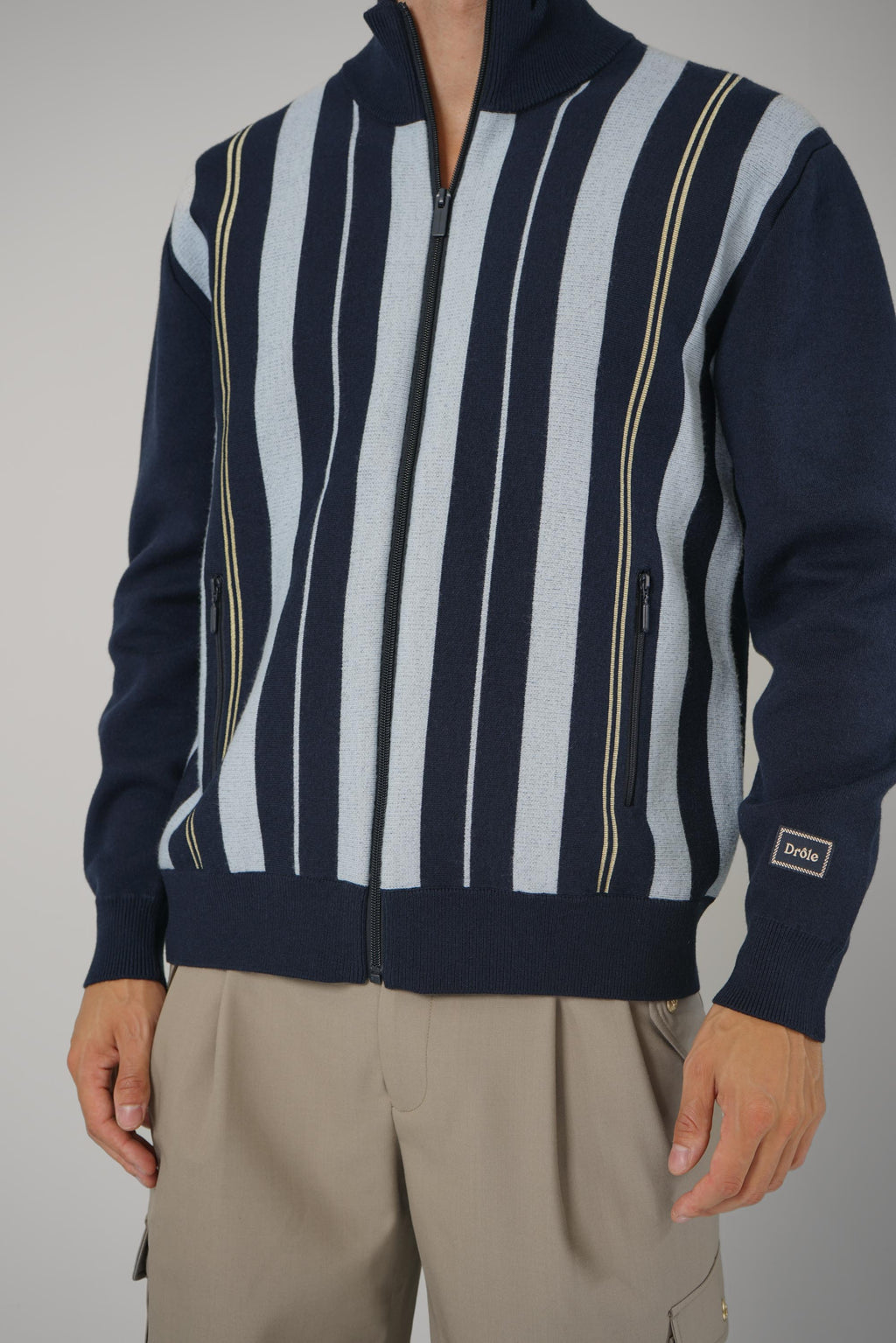 Striped Zipped Knit Jacket
