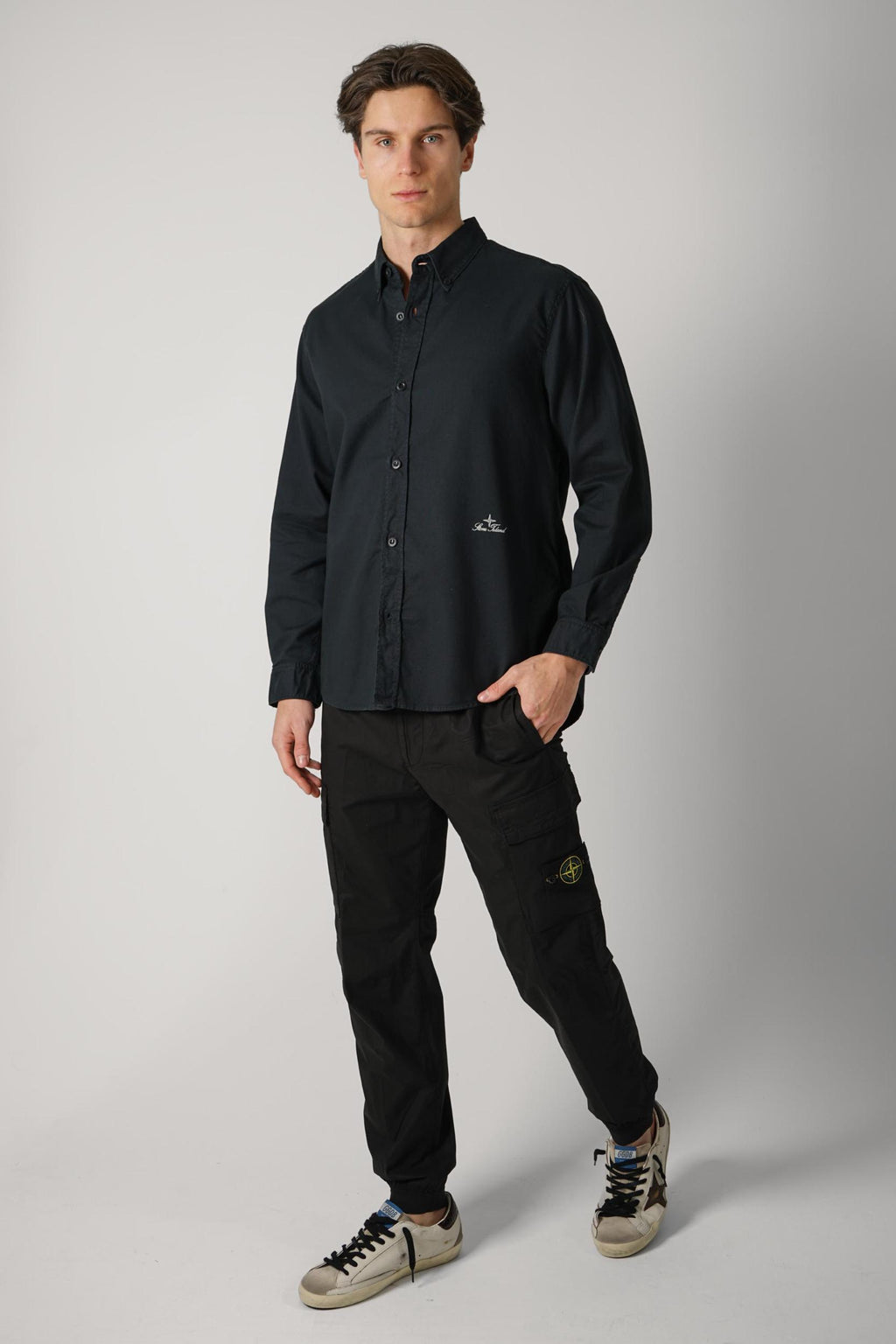 1100004 Stone Island Stella Cotton Overshirt Black
