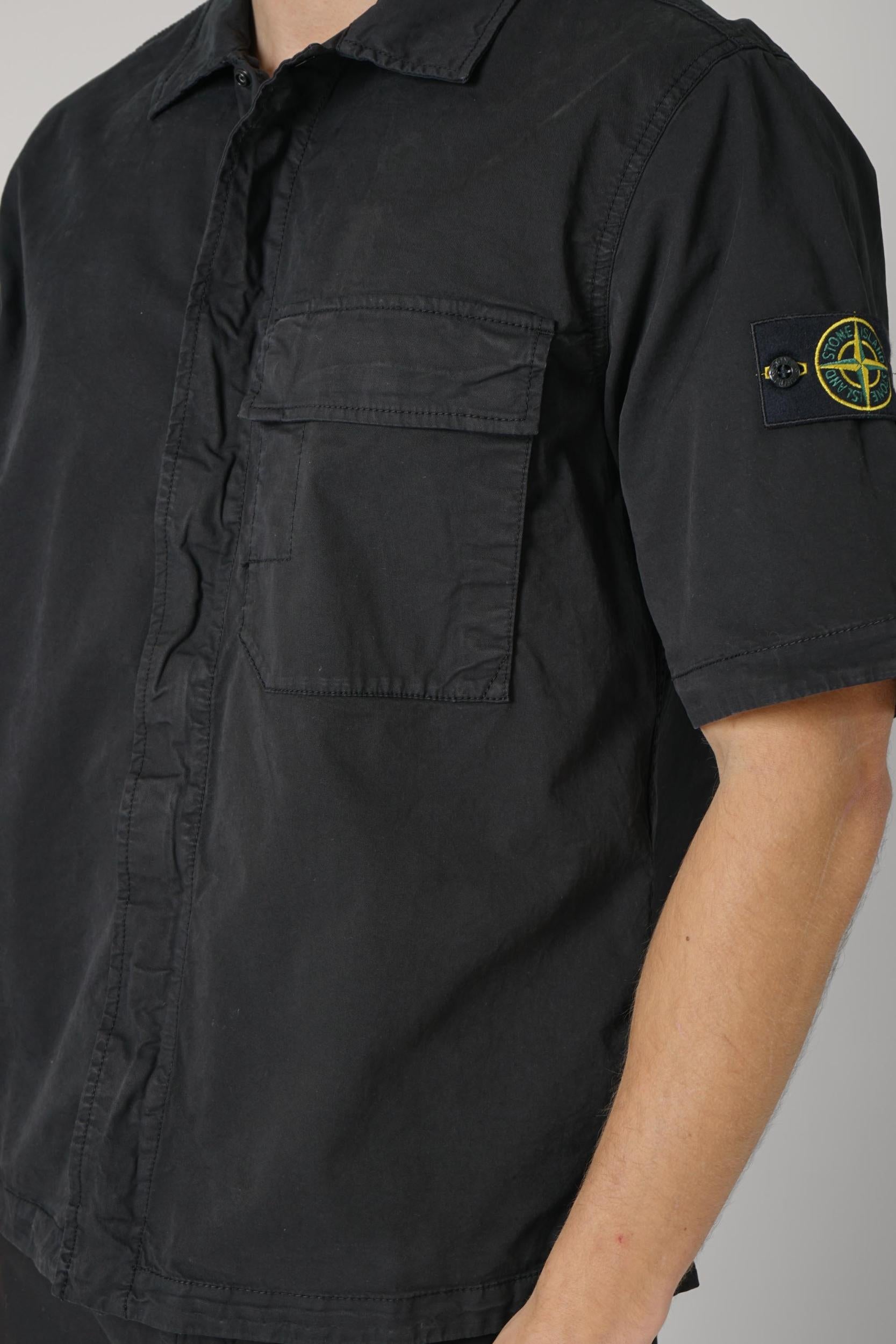 1100025 Stone Island Zip Overshirt Black