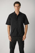 1100025 Stone Island Zip Overshirt Black