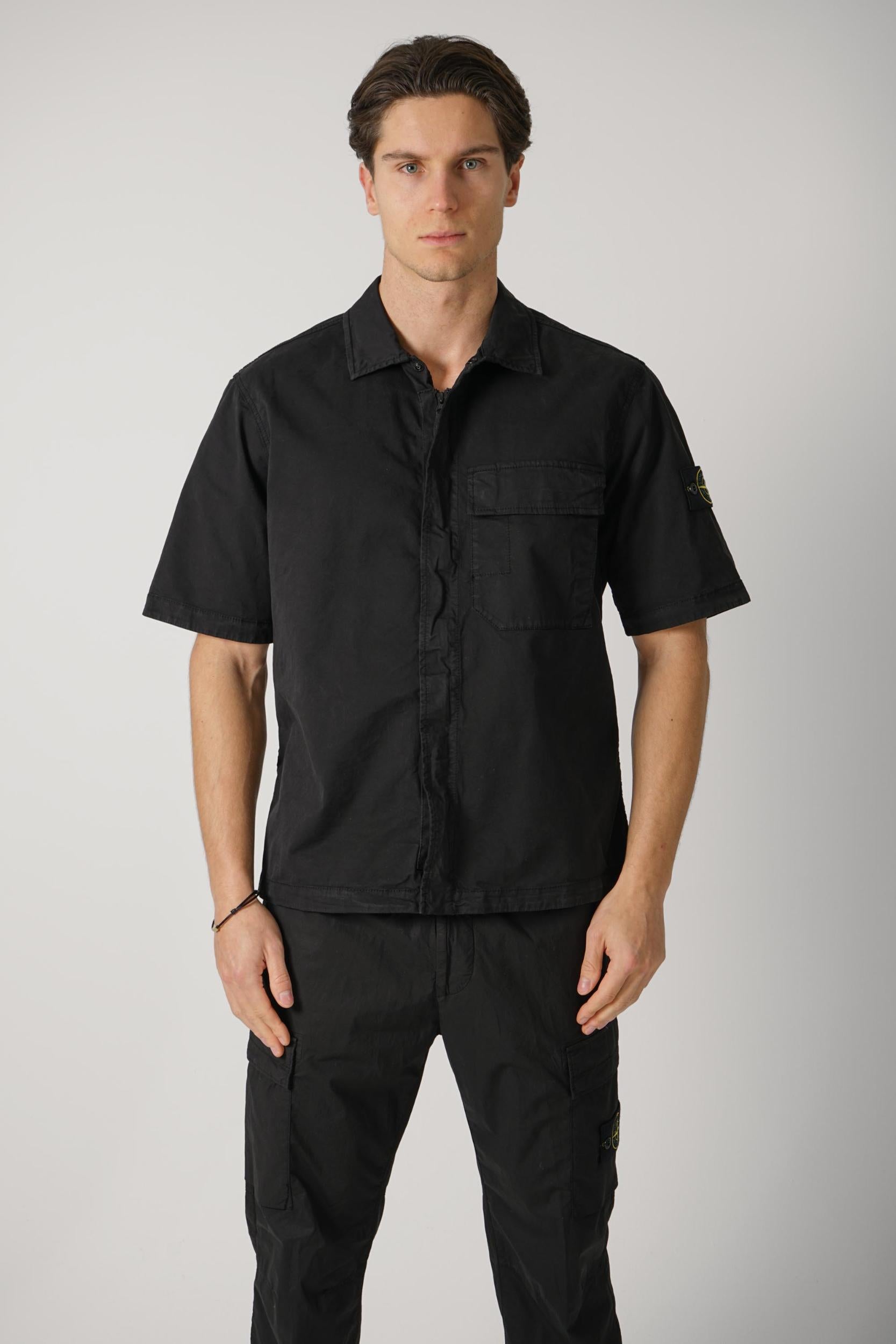 1100025 Stone Island Zip Overshirt Black