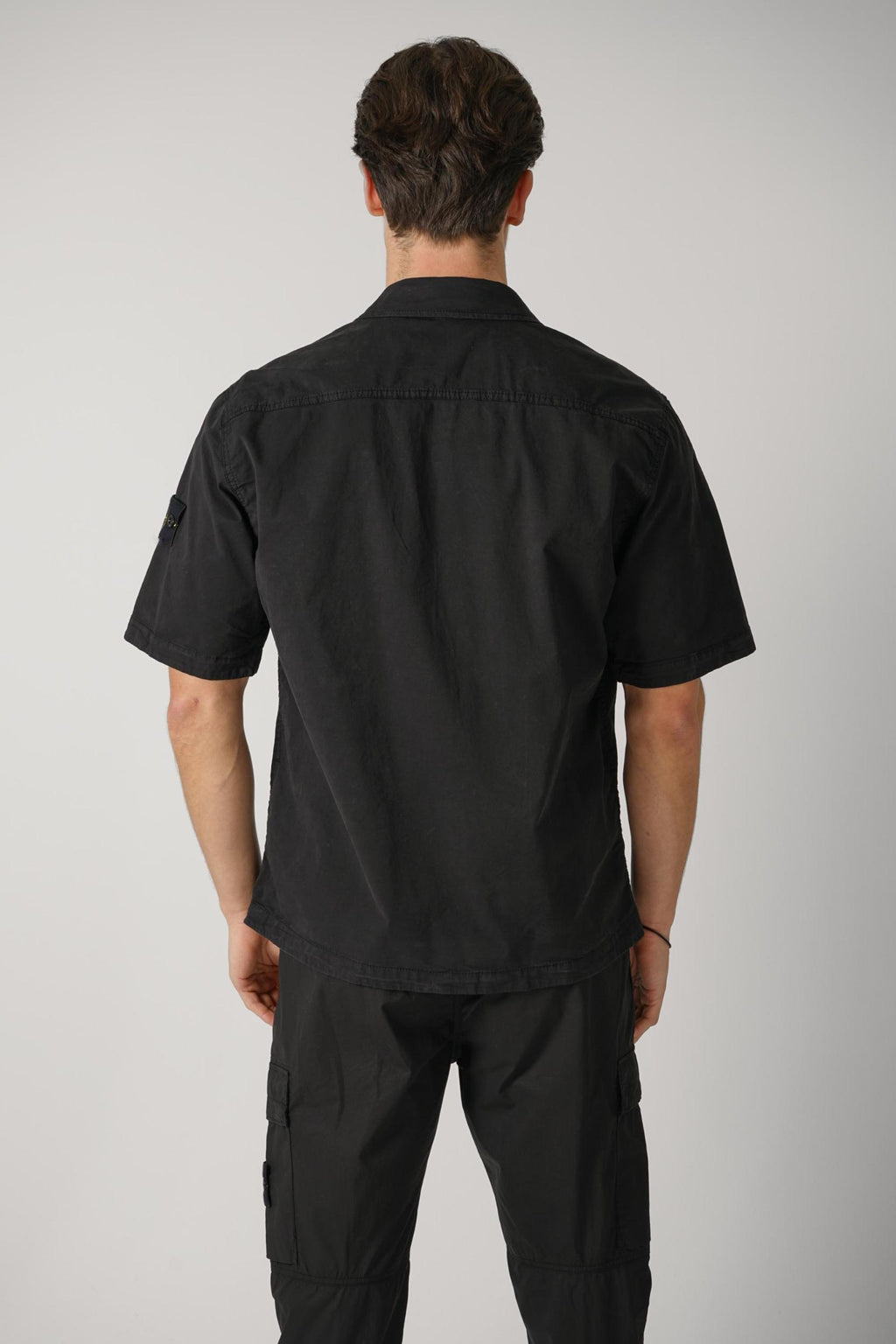 1100025 Stone Island Zip Overshirt Black