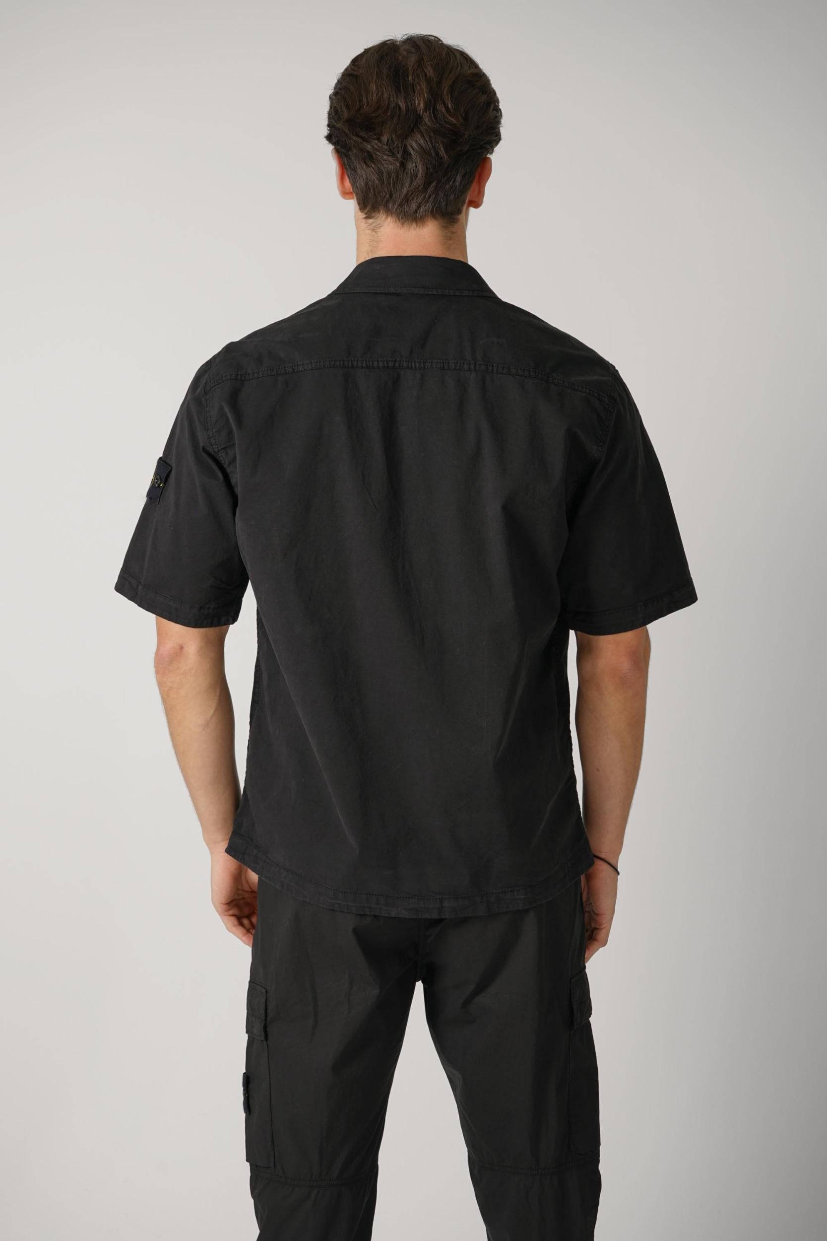 1100025 Stone Island Zip Overshirt Black