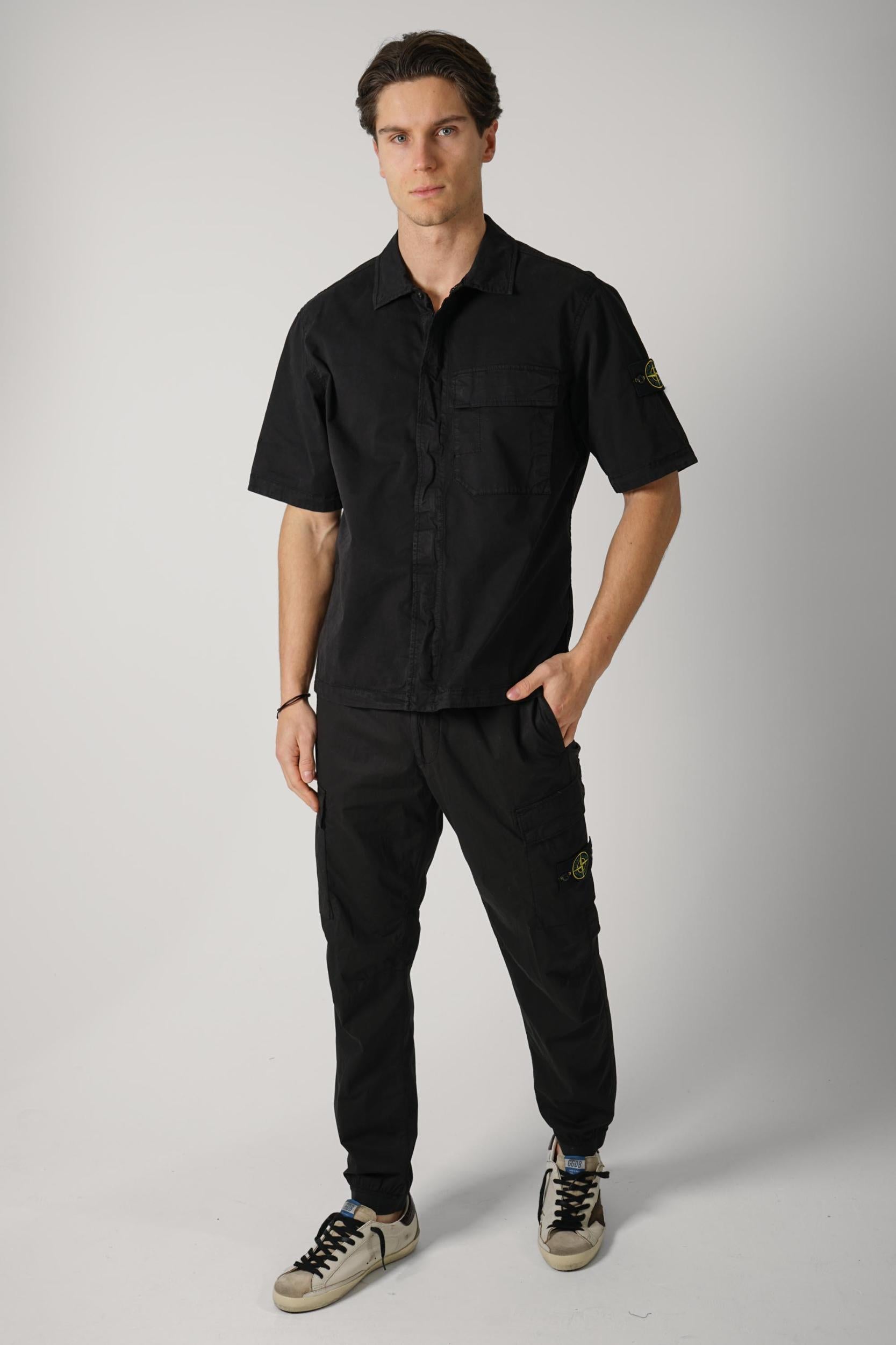 1100025 Stone Island Zip Overshirt Black