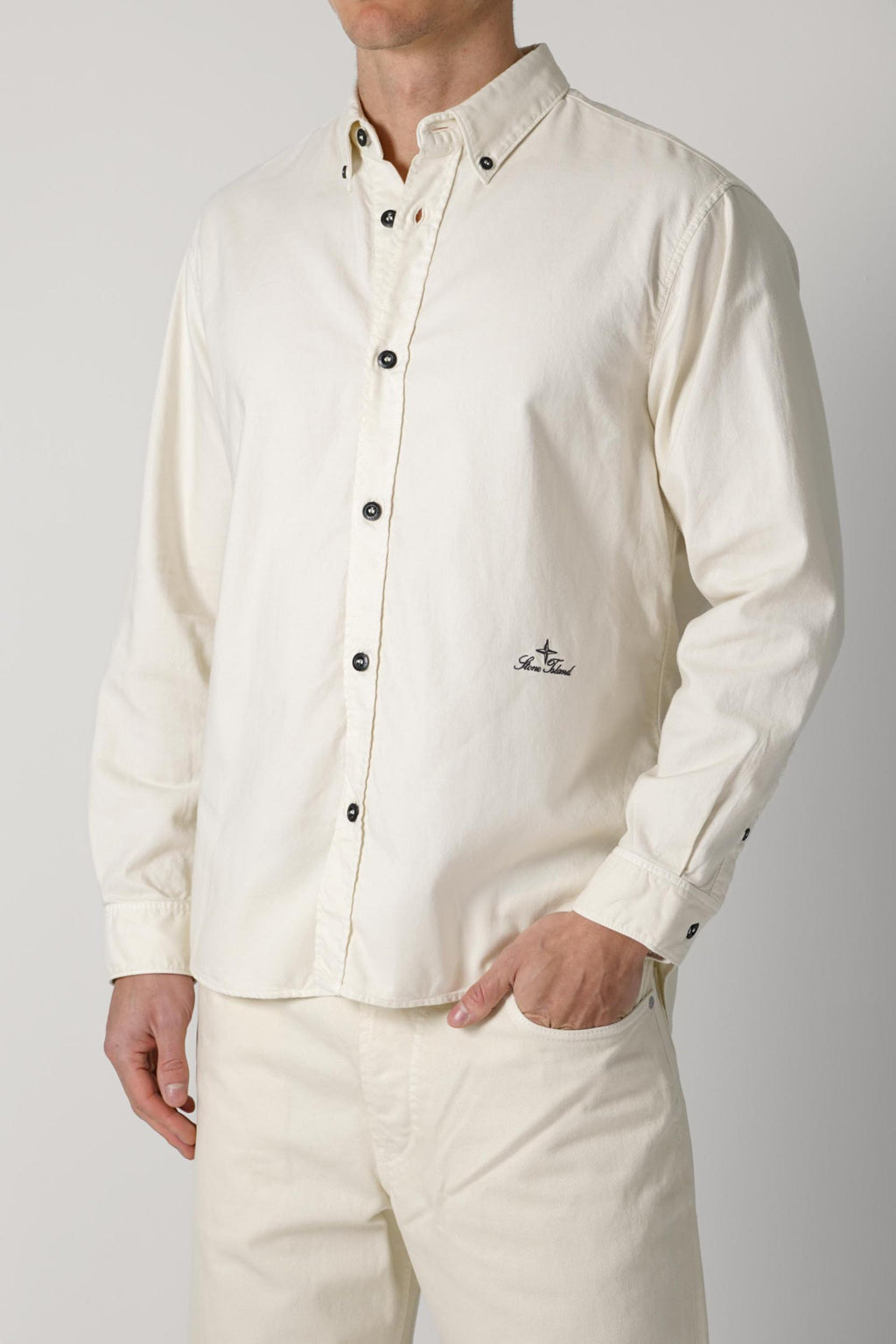 110004 Stone Island Stella Cotton Overshirt Off White
