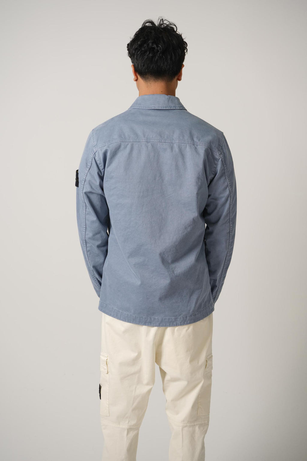 1200001 Stone Island Broken Twill 'Old' Effect Zip-Up Overshirt Avio Blue