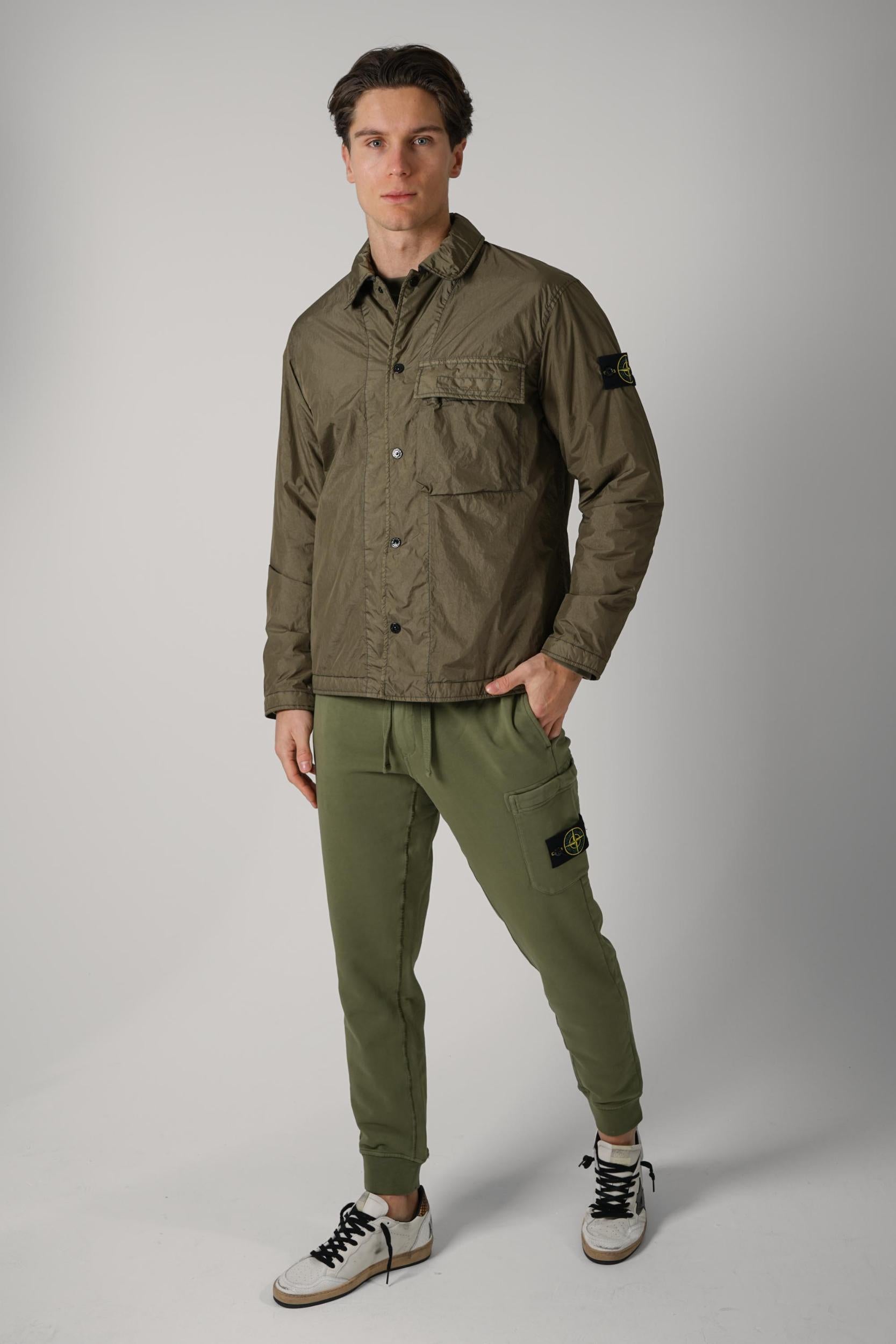 1200002 Stone Island Crinkle Rep Jacket Military Green